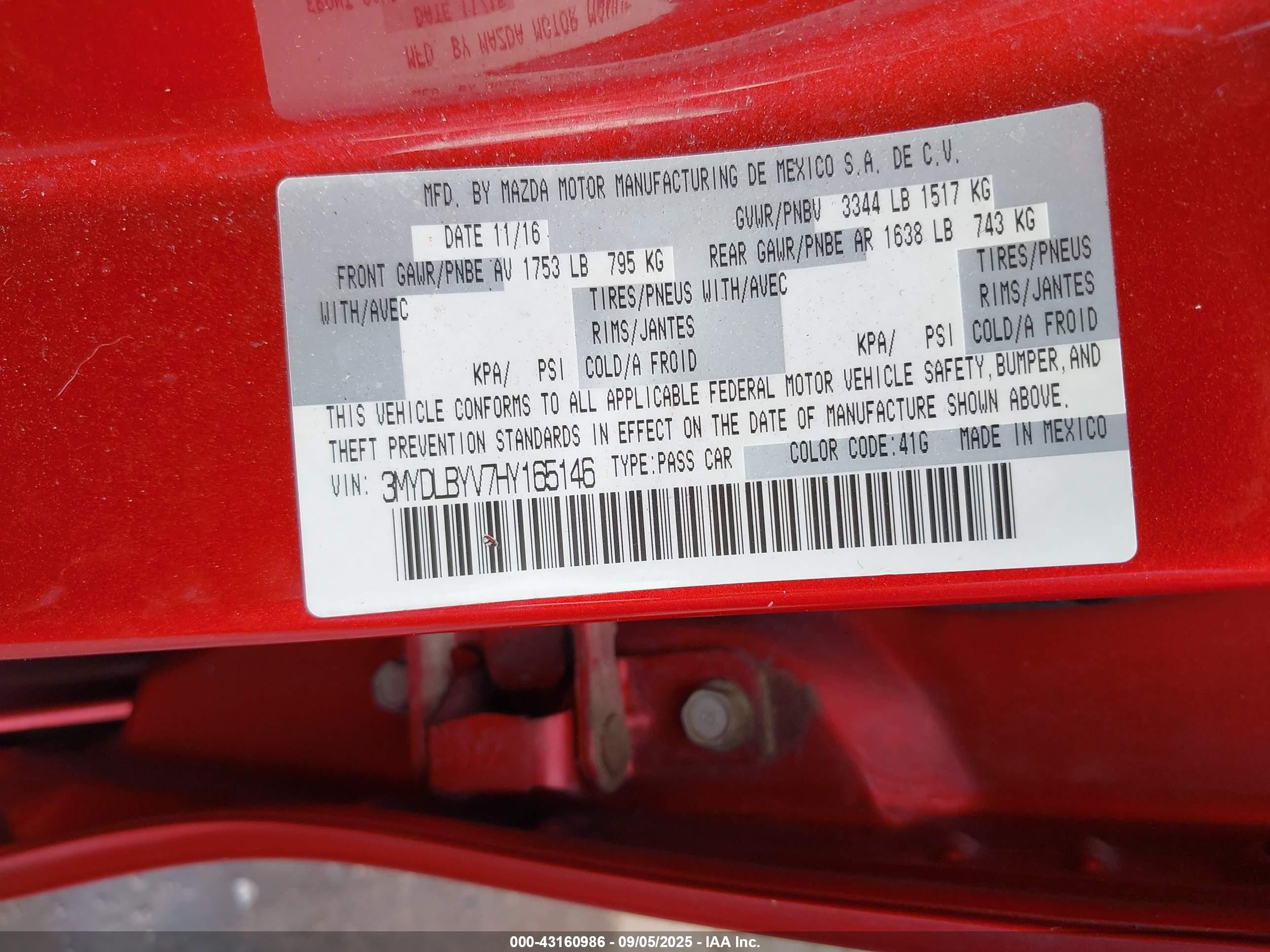 2017 Toyota Yaris Ia   Red vin: 3MYDLBYV7HY165146