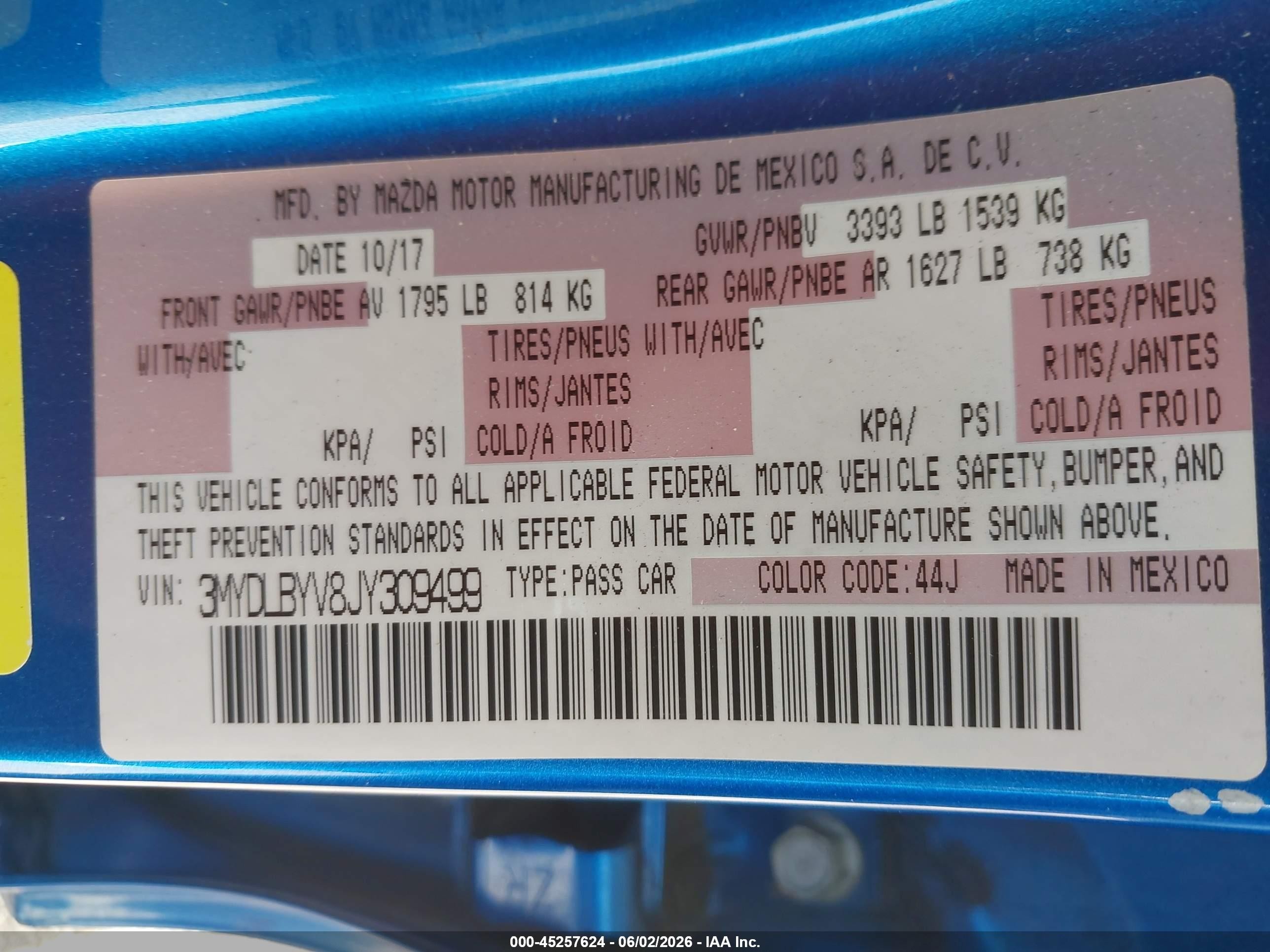 2018 Toyota Yaris Ia   Blue vin: 3MYDLBYV8JY309499