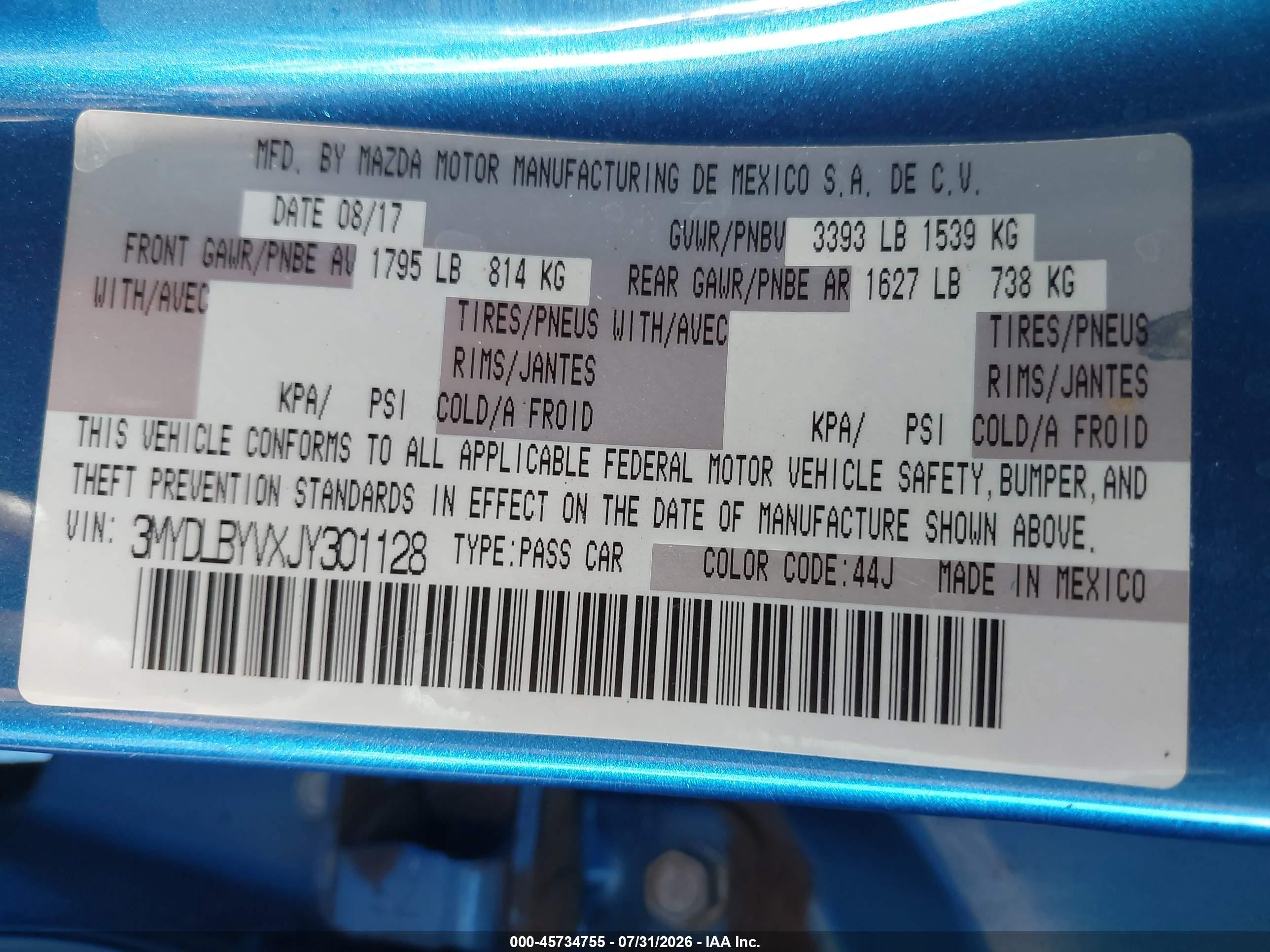 2018 Toyota Yaris Ia Blue vin: 3MYDLBYVXJY301128