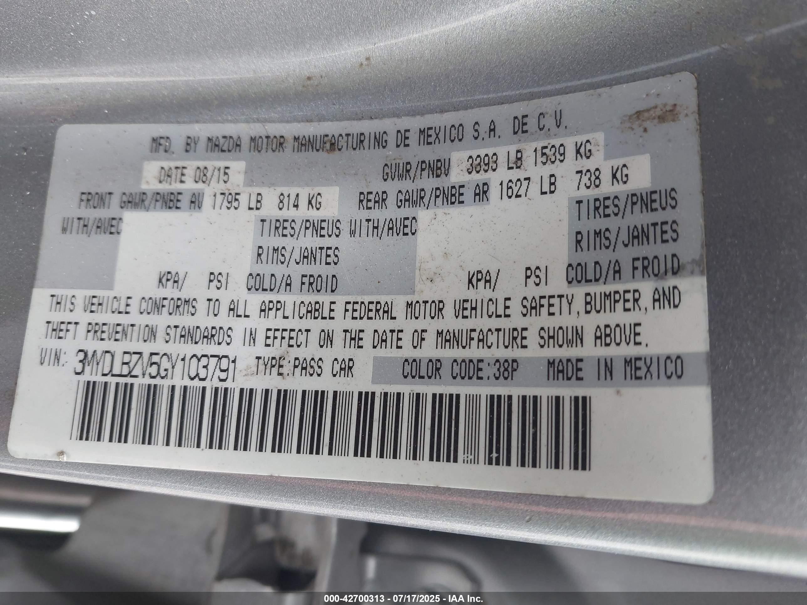 2016 Scion Ia   Серебряный vin: 3MYDLBZV5GY103791