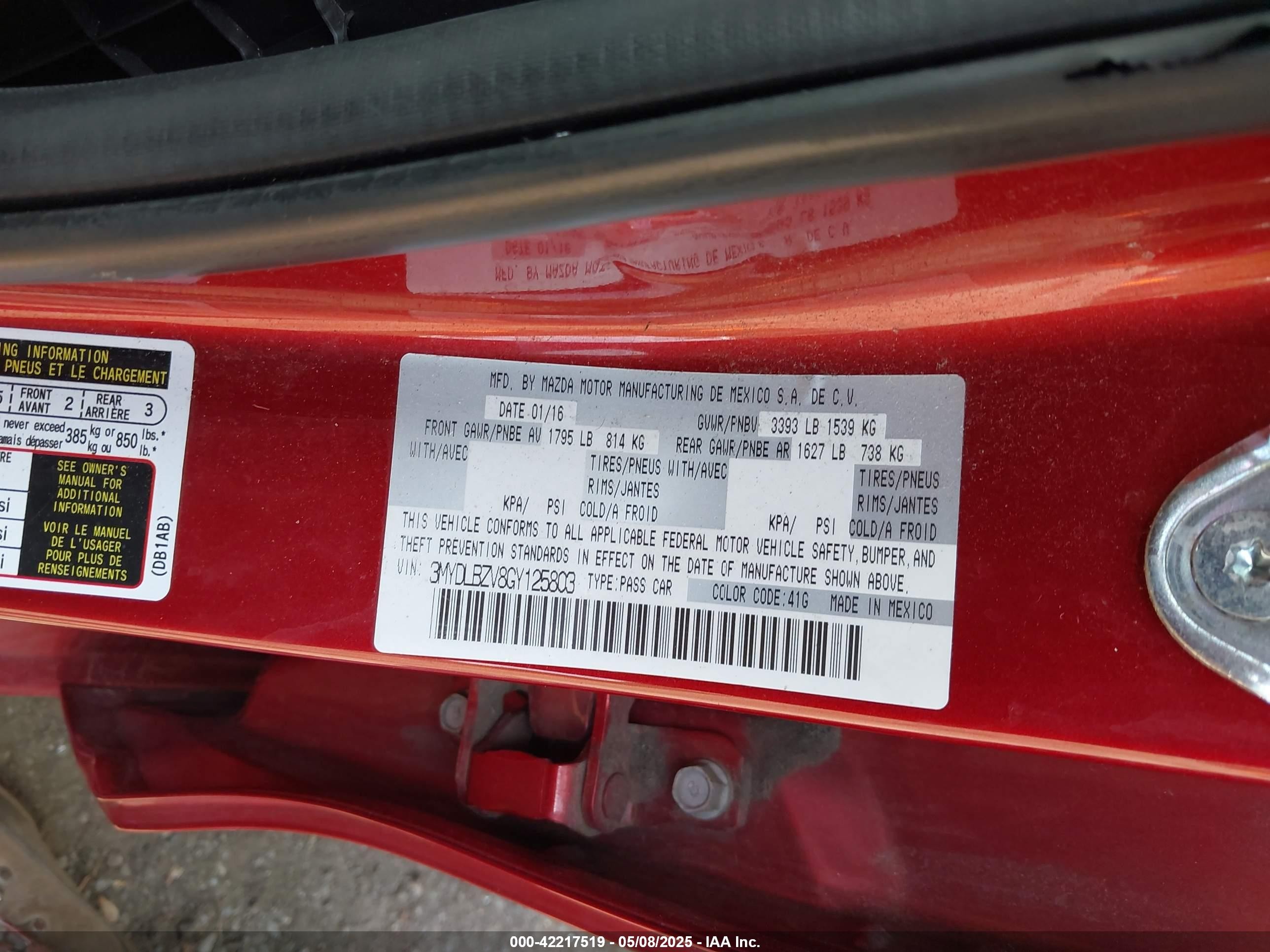2016 Scion Ia Red vin: 3MYDLBZV8GY125803