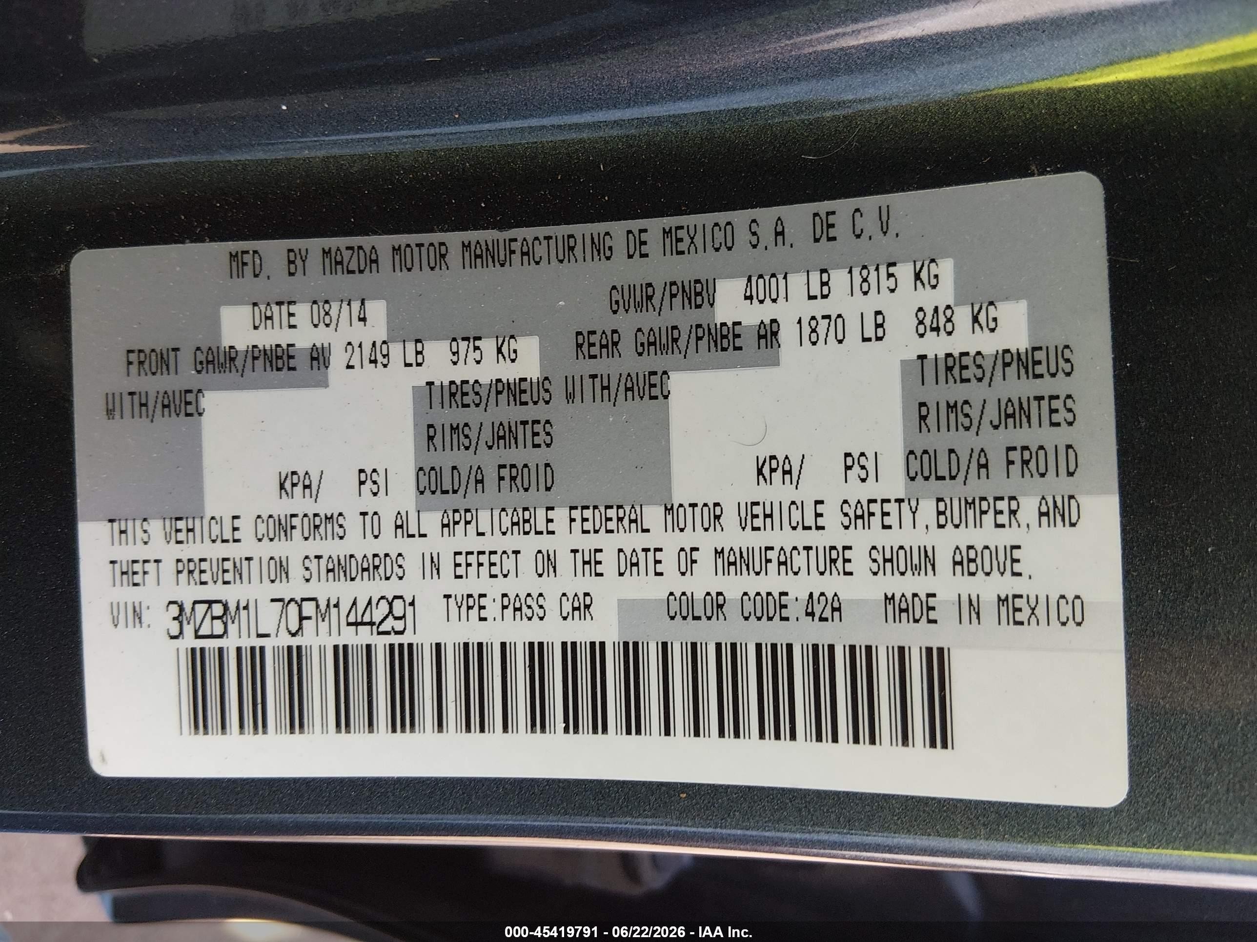2015 Mazda Mazda3 I Touring Gray vin: 3MZBM1L70FM144291