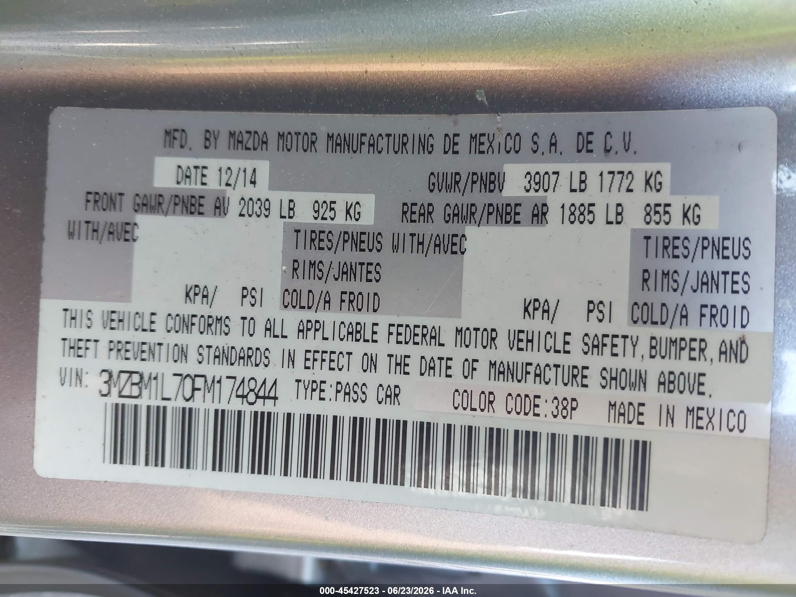 2015 Mazda Mazda3 I Touring Silver vin: 3MZBM1L70FM174844