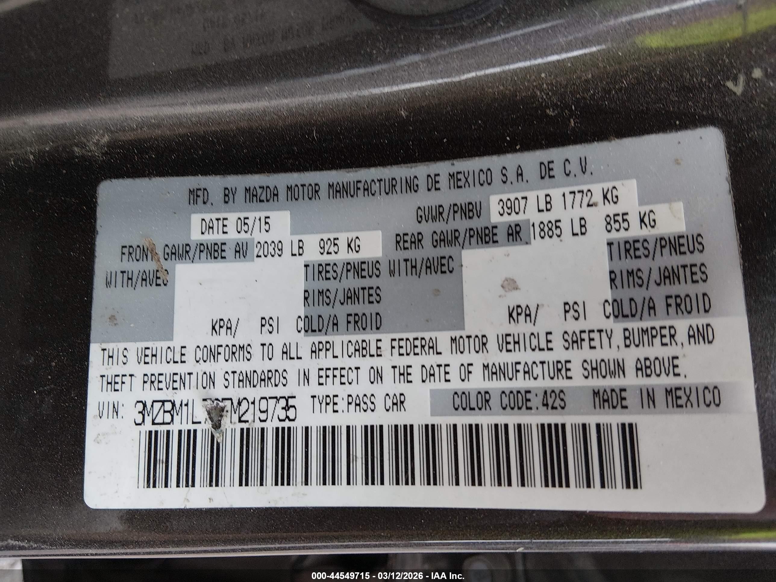 2015 Mazda Mazda3 I Touring Черный vin: 3MZBM1L72FM219735