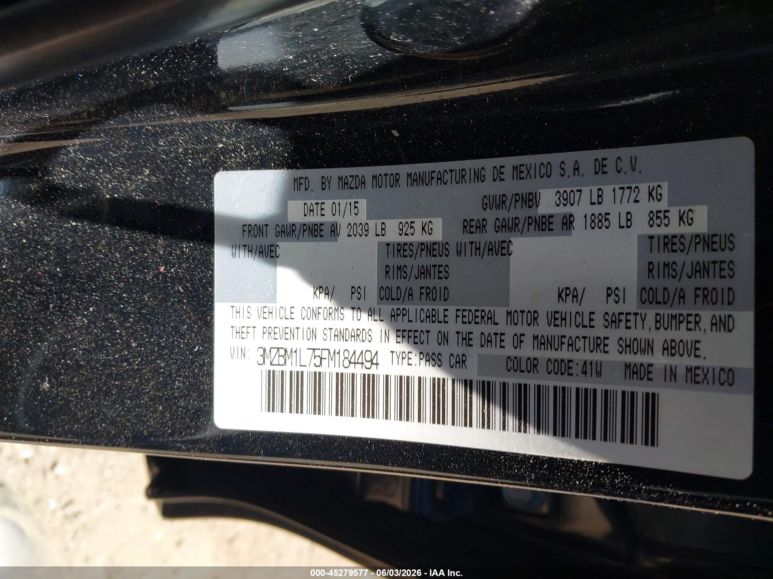 2015 Mazda Mazda3 I Touring Черный vin: 3MZBM1L75FM184494