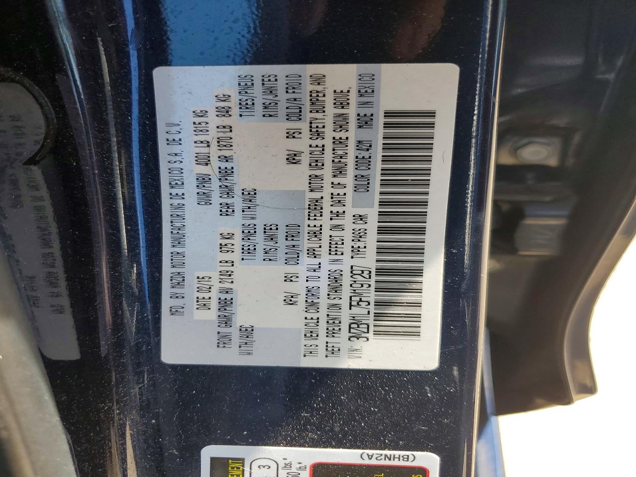 2015 Mazda 3 Touring Blue vin: 3MZBM1L75FM191297