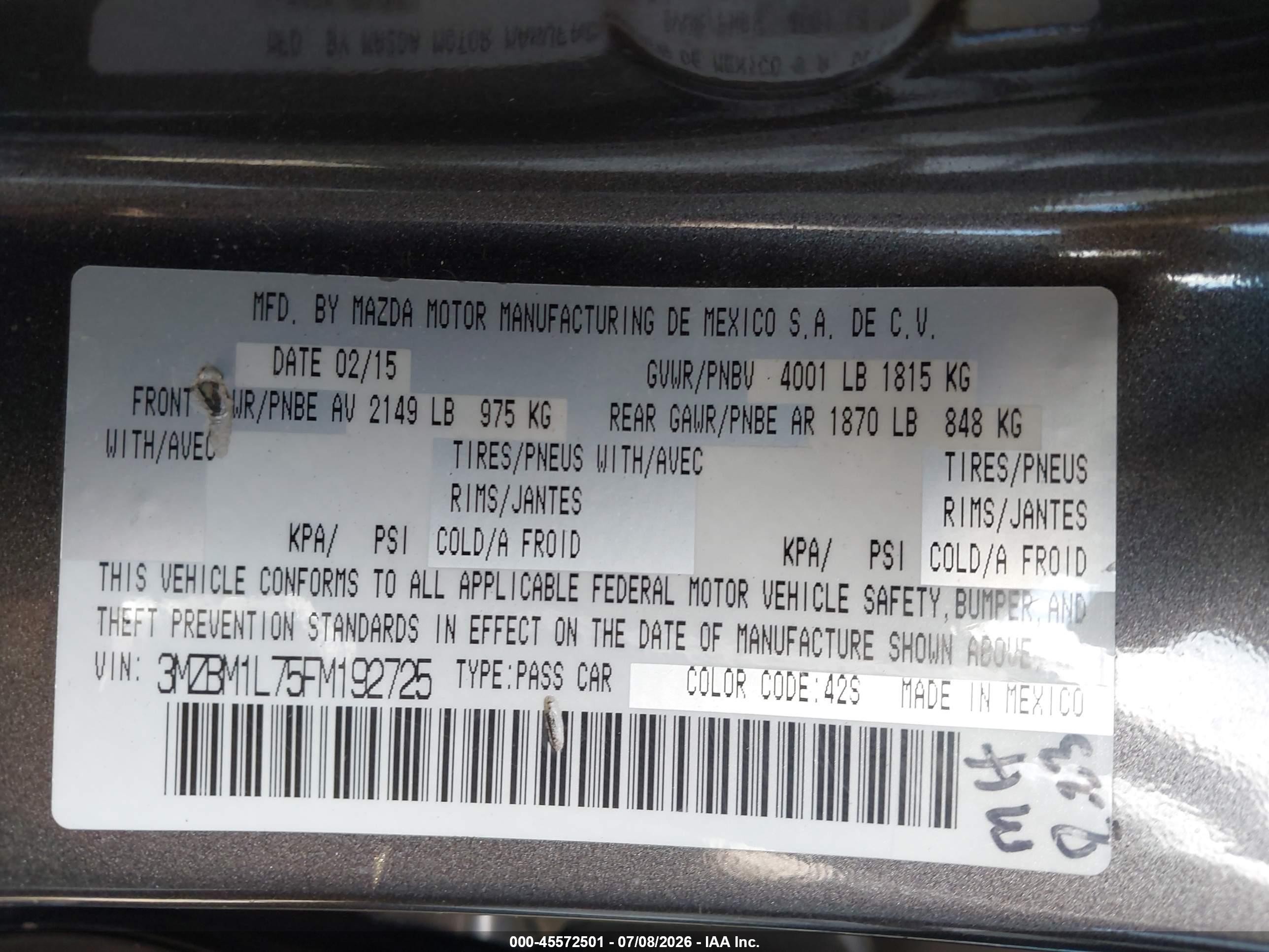2015 Mazda Mazda3 I Touring Brown vin: 3MZBM1L75FM192725