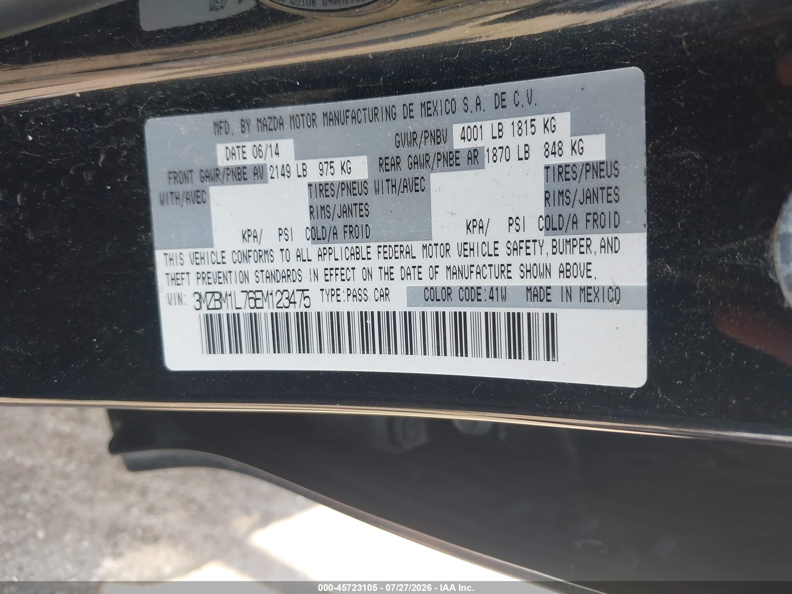 2014 Mazda Mazda3 I Touring Черный vin: 3MZBM1L76EM123475