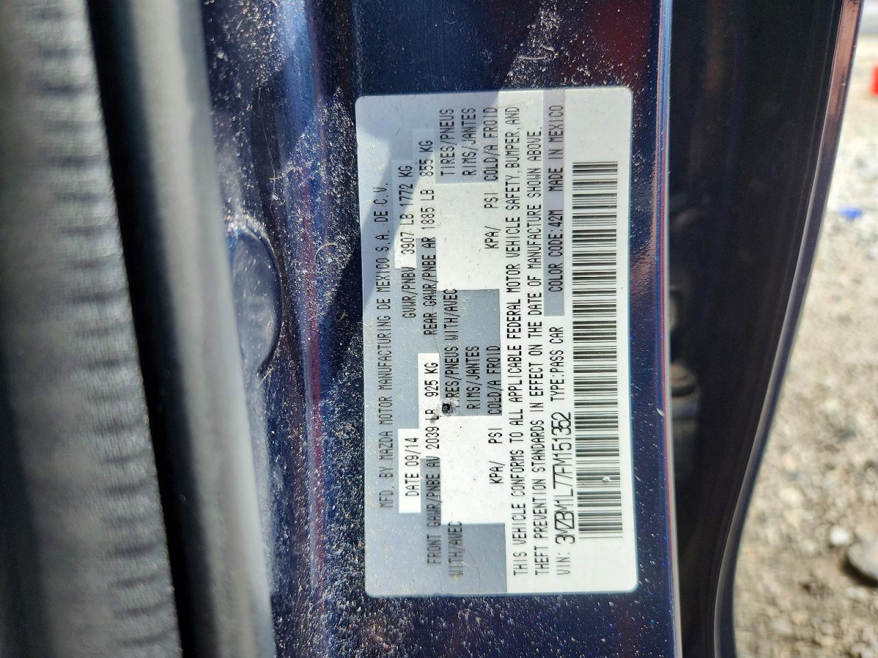 2015 Mazda 3 Touring Blue vin: 3MZBM1L77FM151352