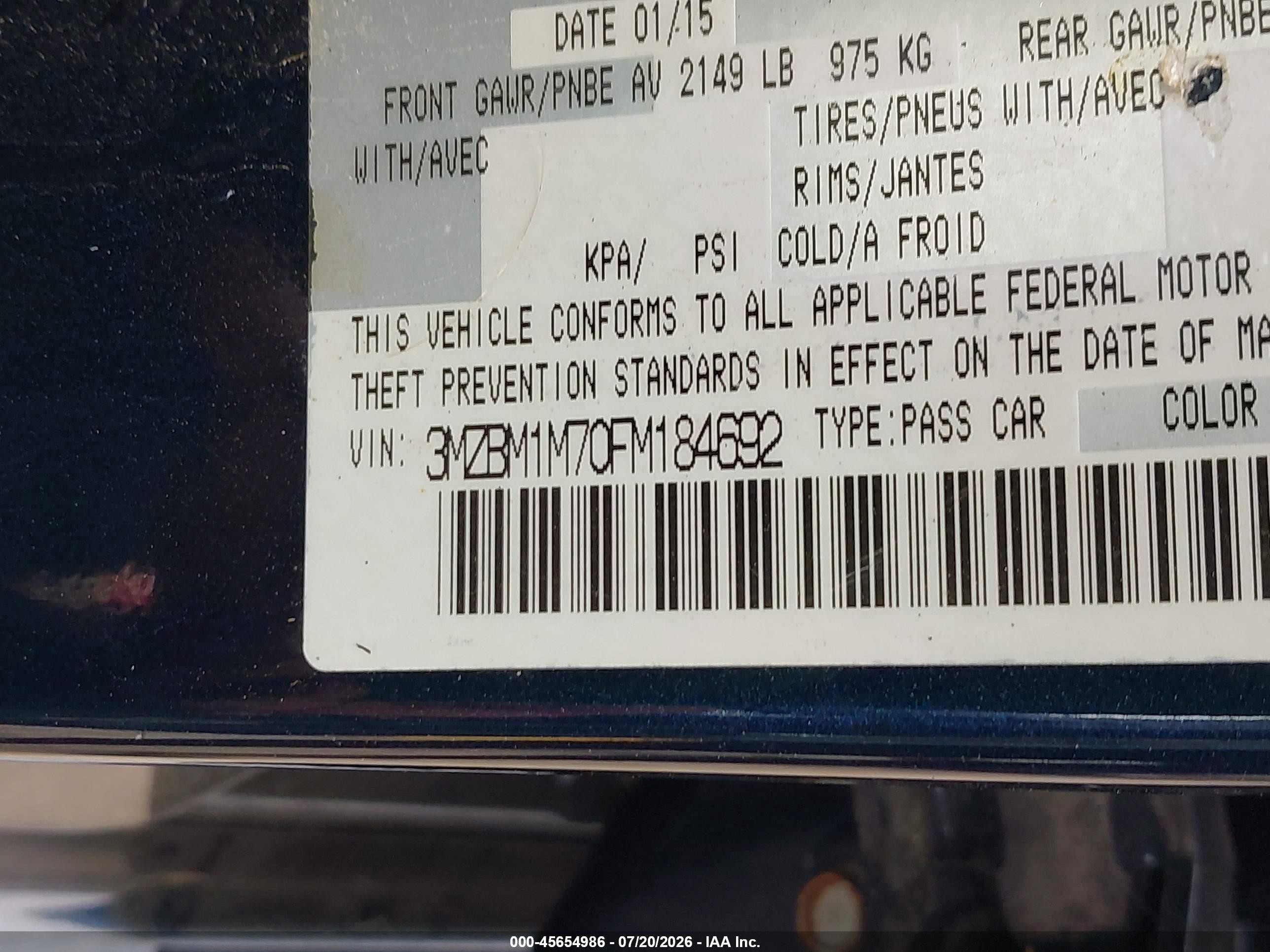 2015 Mazda Mazda3 I Grand Touring Blue vin: 3MZBM1M70FM184692