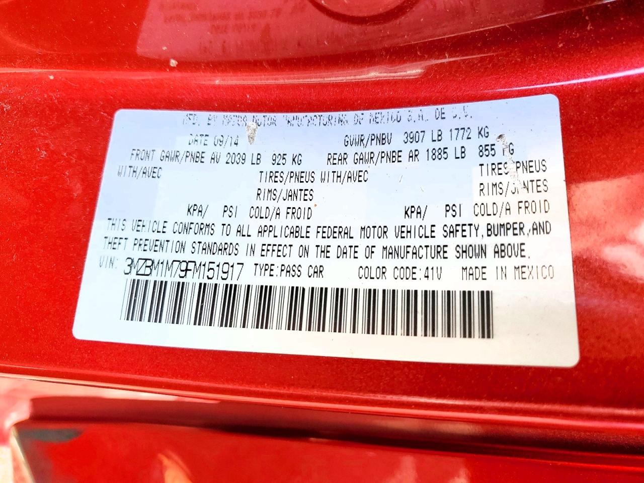 2015 Mazda 3 Grand Touring Red vin: 3MZBM1M79FM151917