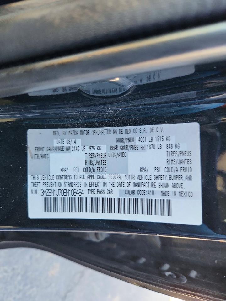 2014 Mazda 3 Black vin: 3MZBM1U70EM108484
