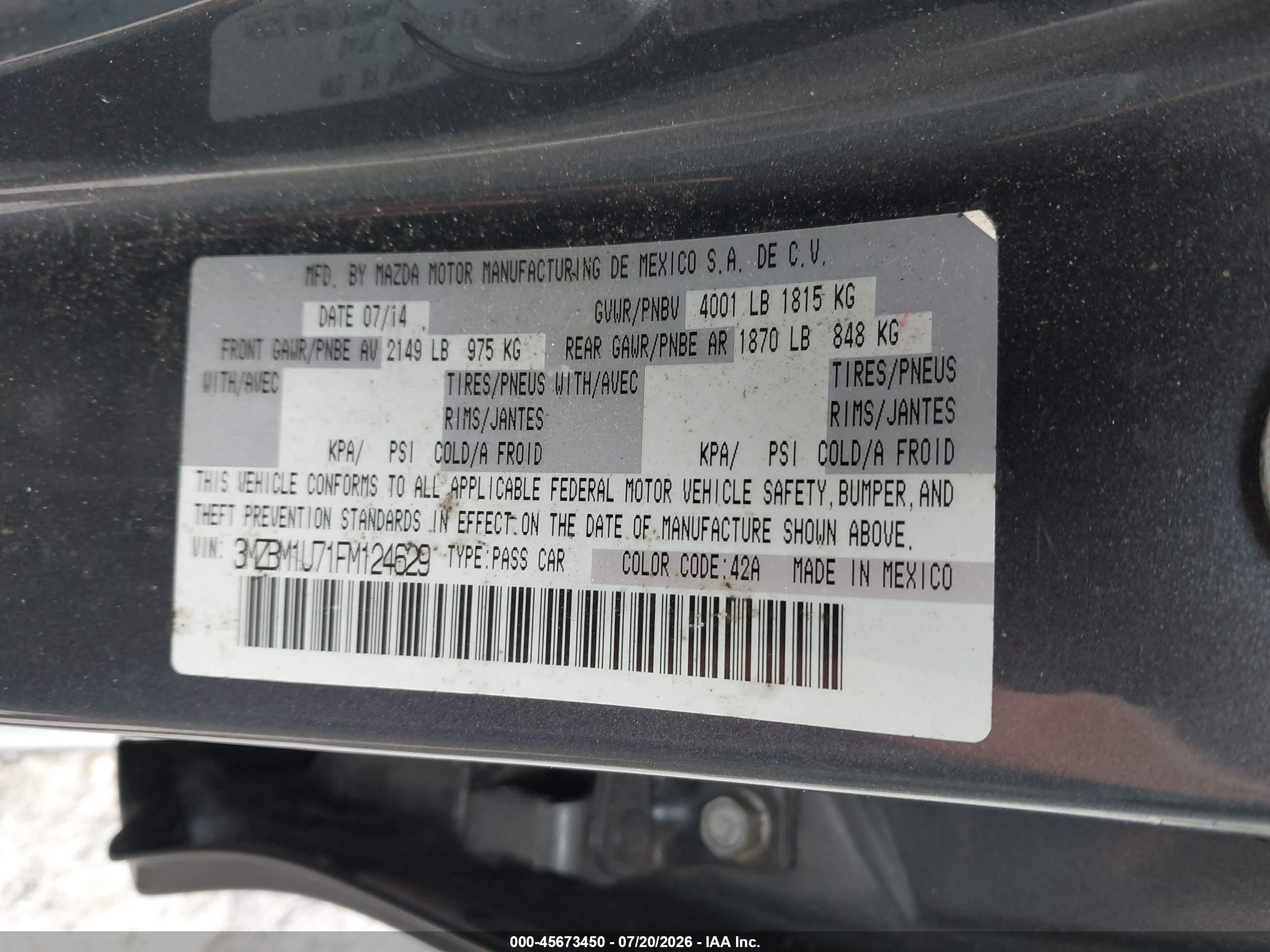2015 Mazda Mazda3 I Sport Gray vin: 3MZBM1U71FM124629