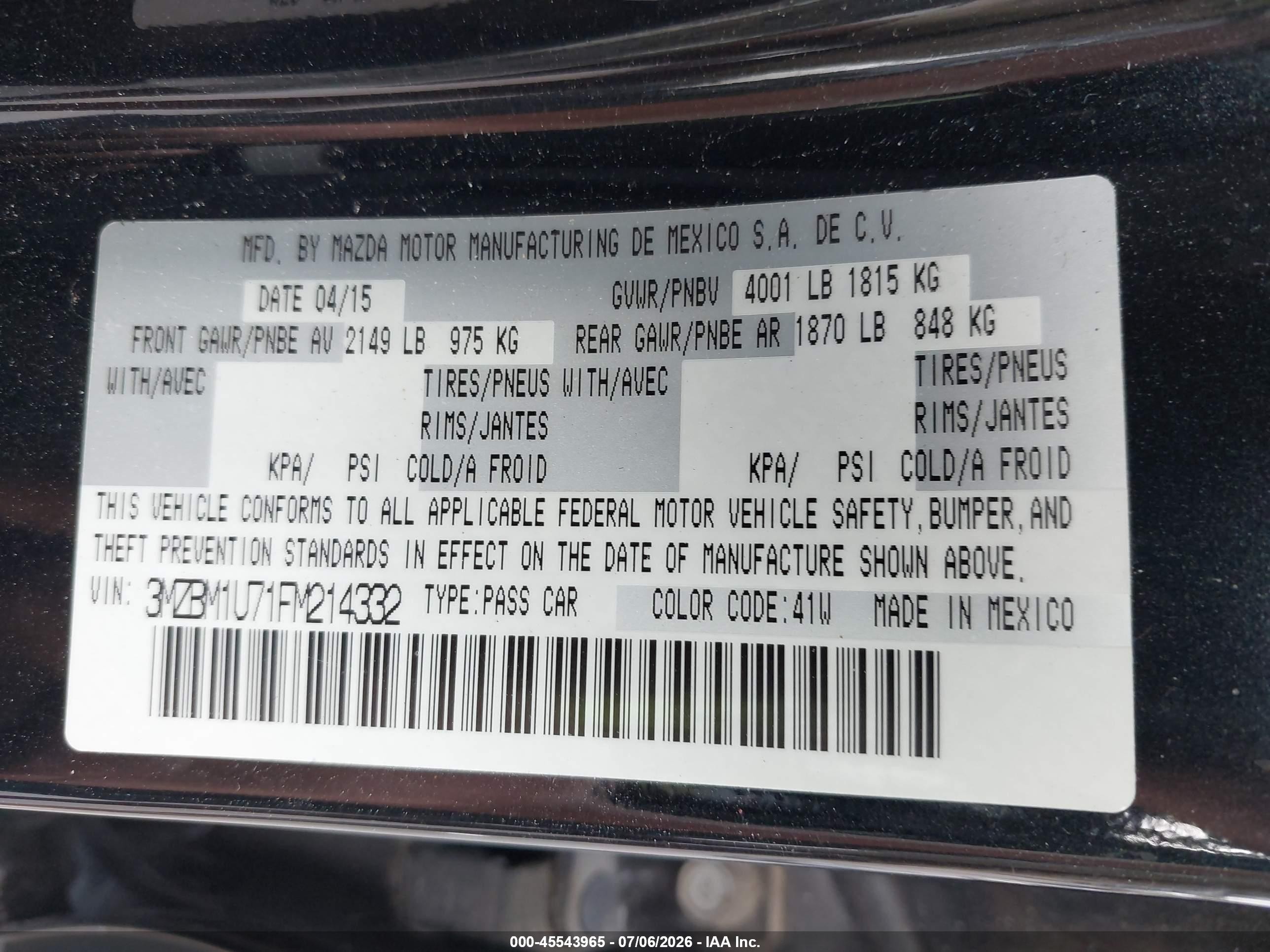 2015 Mazda Mazda3 I Sport Black vin: 3MZBM1U71FM214332