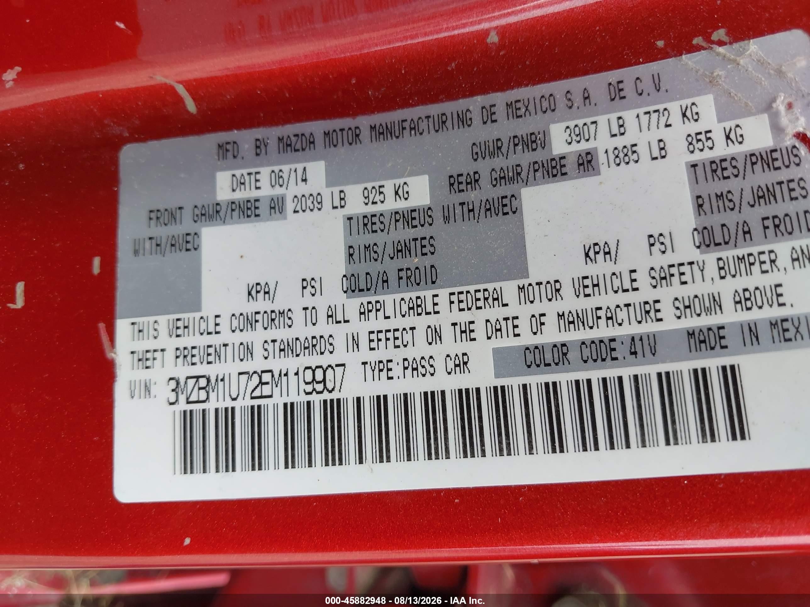 2014 Mazda Mazda3 I Sport Red vin: 3MZBM1U72EM119907