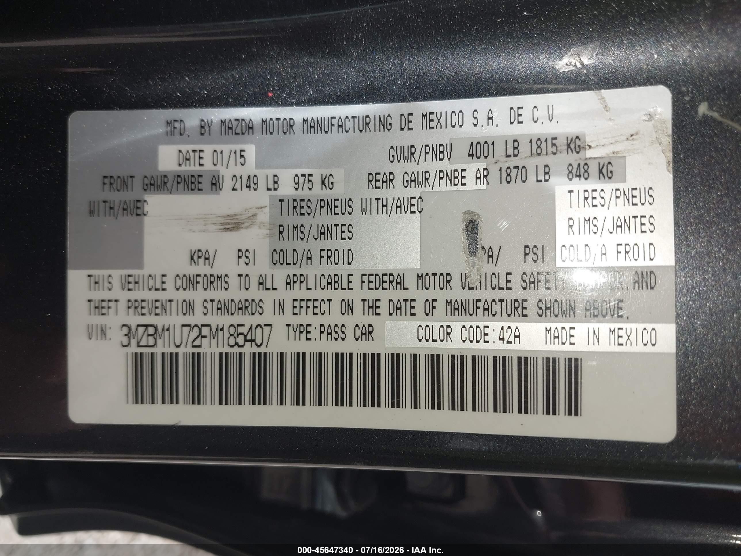 2015 Mazda Mazda3 I Sport Gray vin: 3MZBM1U72FM185407