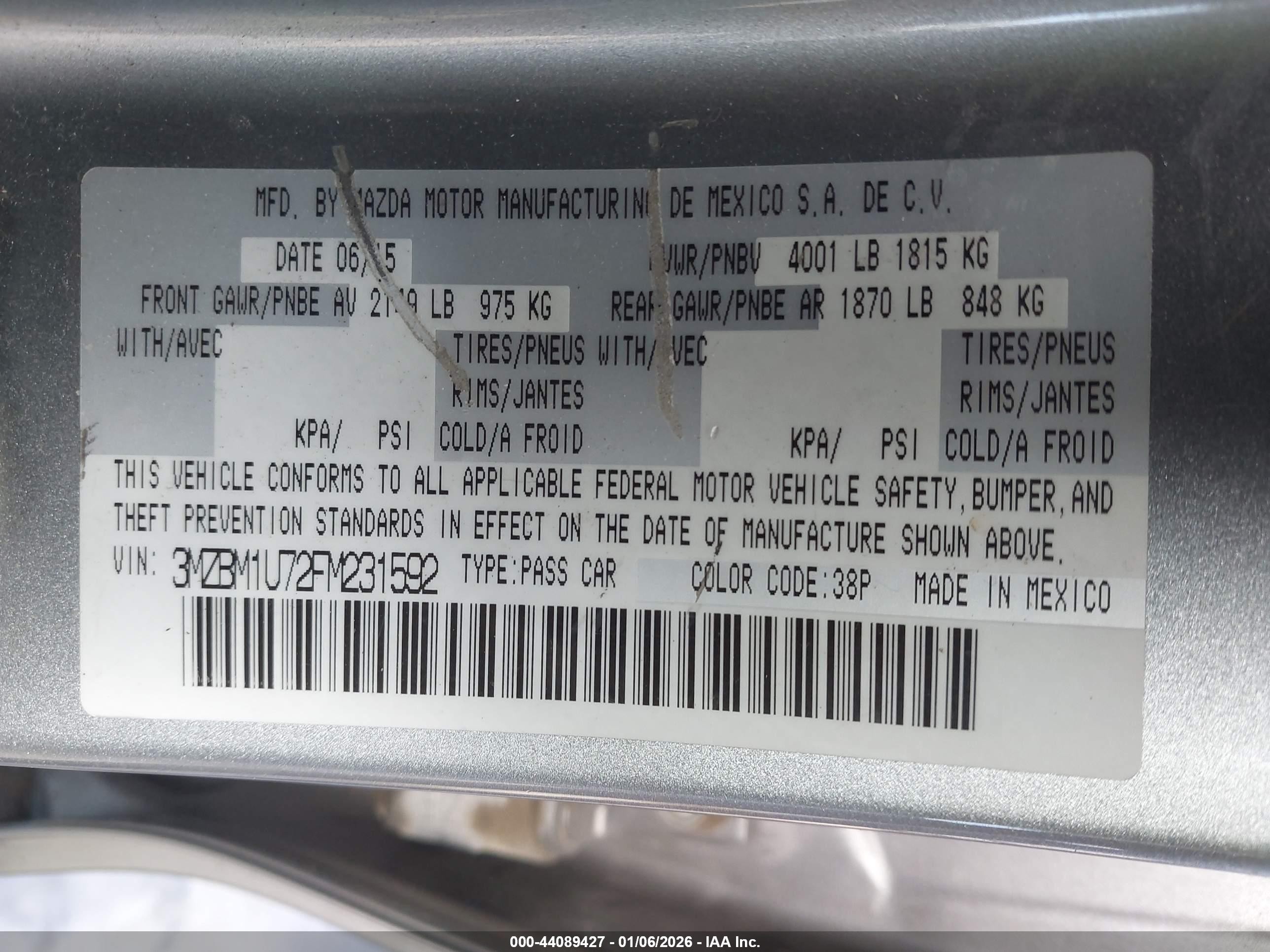 2015 Mazda Mazda3 I Sport Silver vin: 3MZBM1U72FM231592