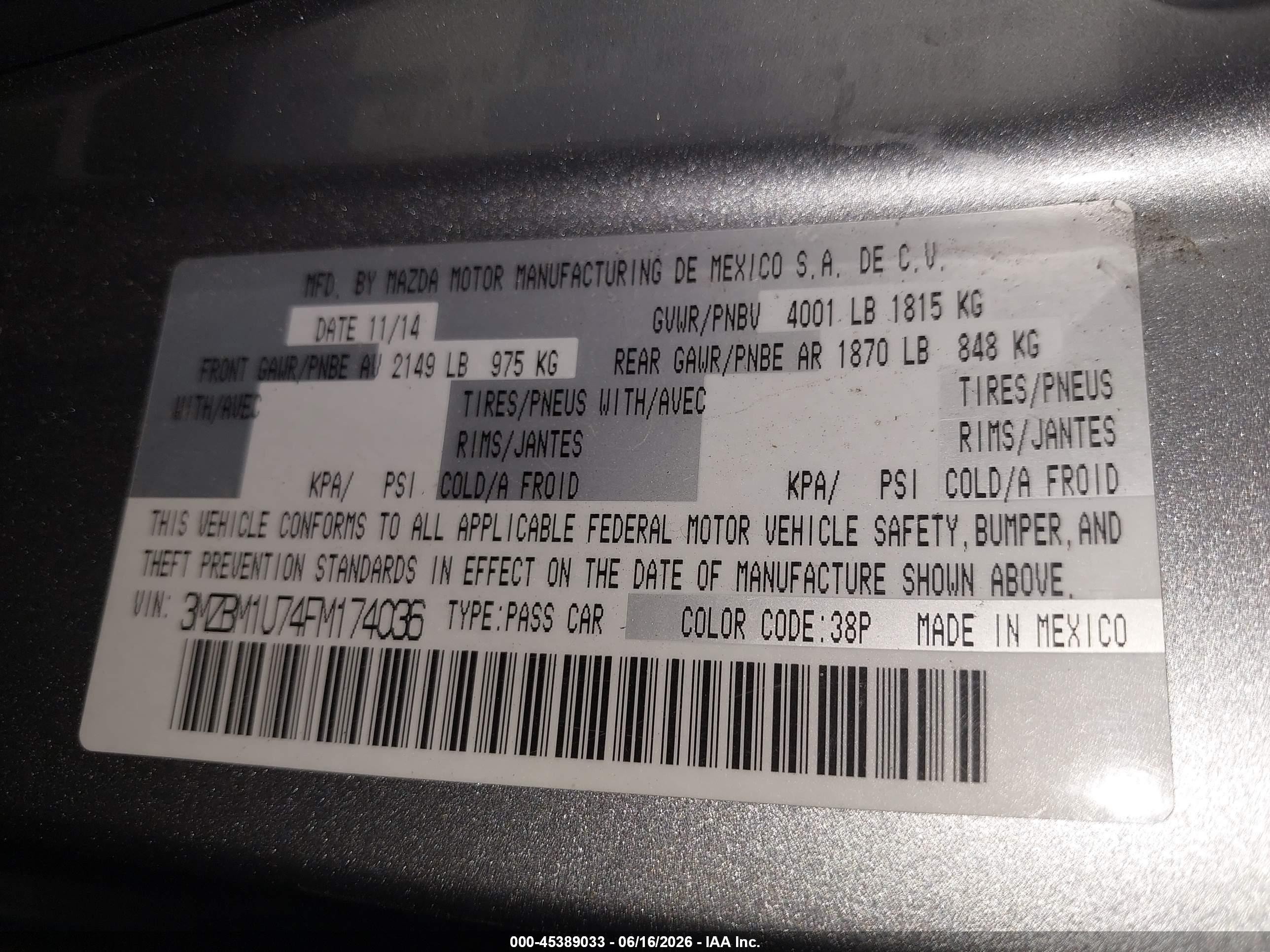 2015 Mazda Mazda3 I Sport Gray vin: 3MZBM1U74FM174036