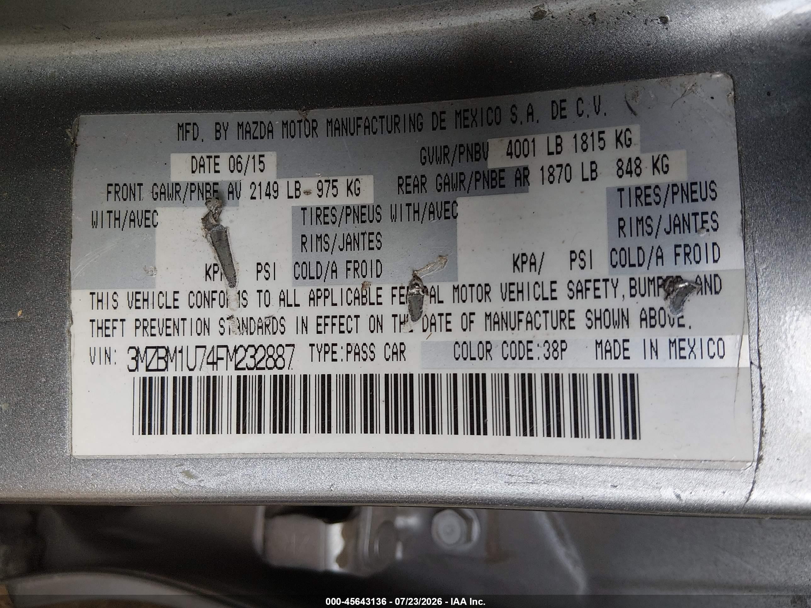 2015 Mazda Mazda3 I Sport Серебряный vin: 3MZBM1U74FM232887