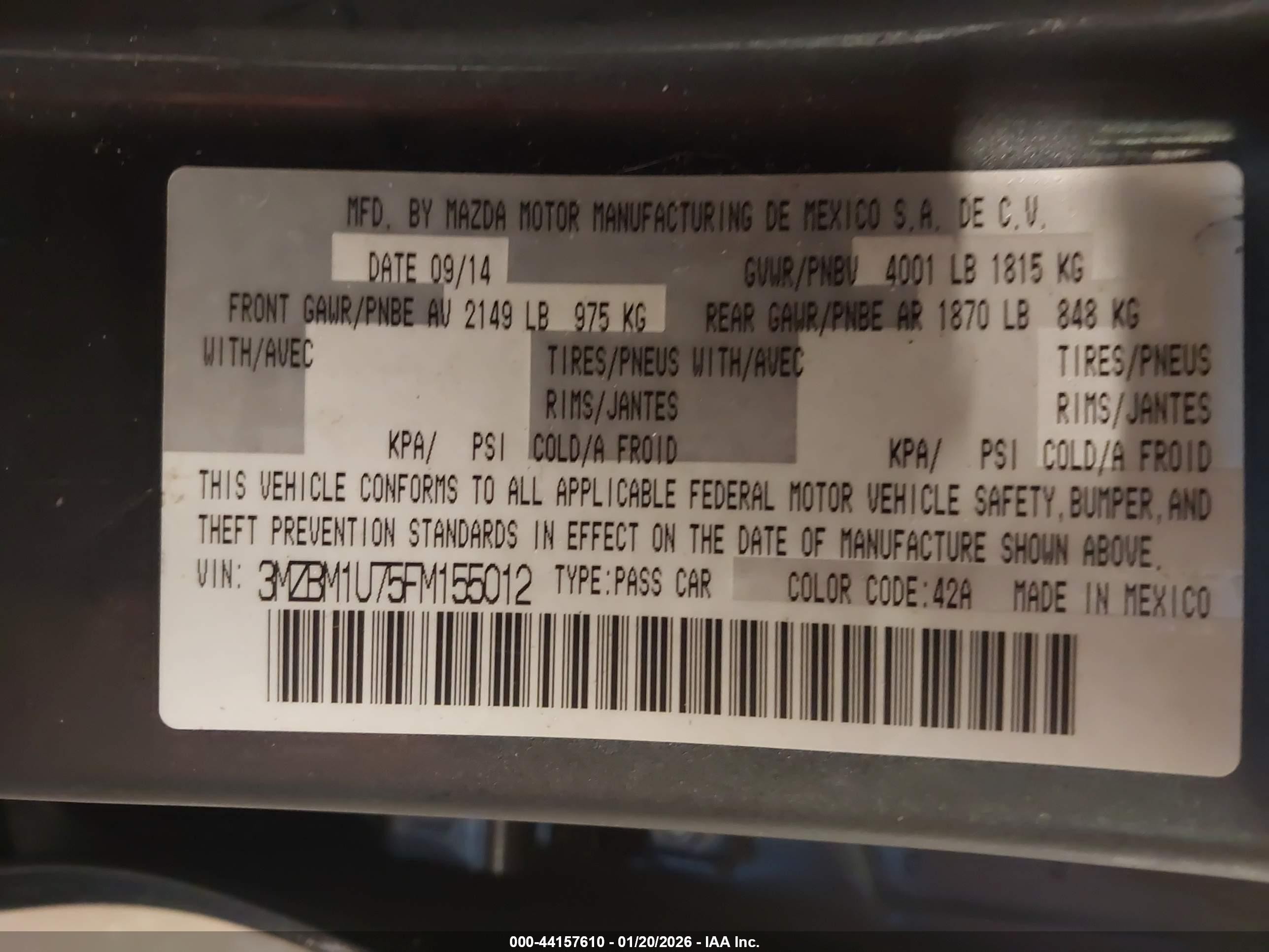 2015 Mazda Mazda3 I Sport Gray vin: 3MZBM1U75FM155012