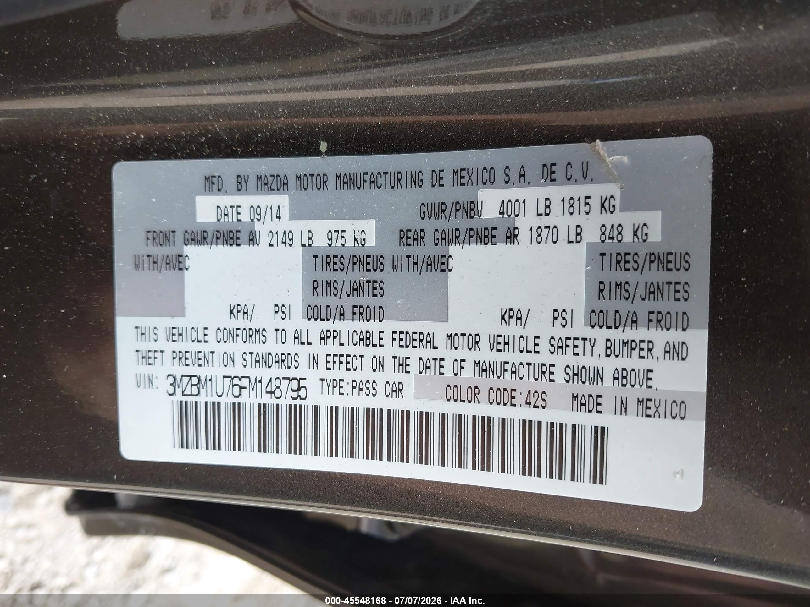 2015 Mazda Mazda3 I Sport Gray vin: 3MZBM1U76FM148795