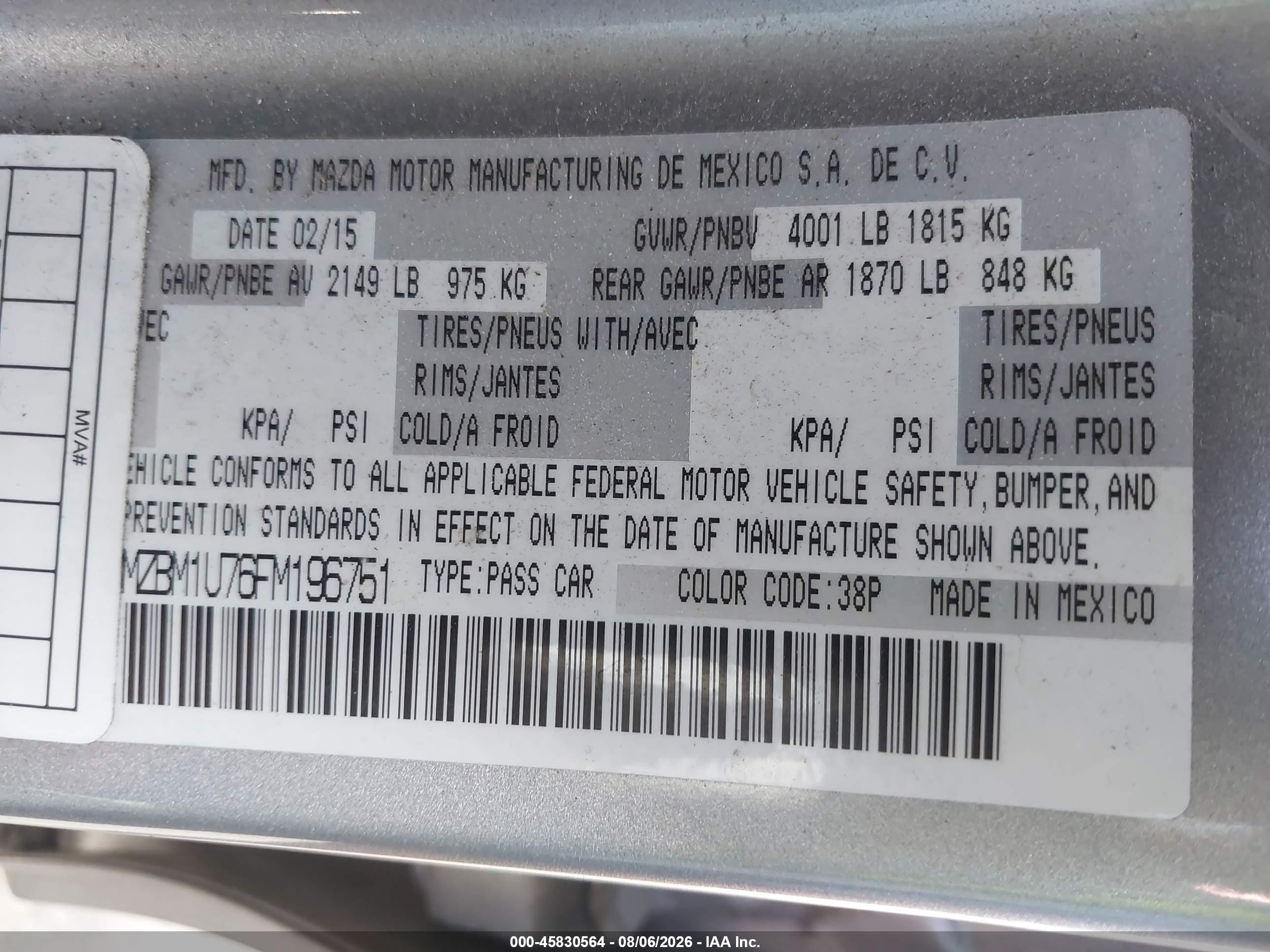 2015 Mazda Mazda3 I Sport Silver vin: 3MZBM1U76FM196751