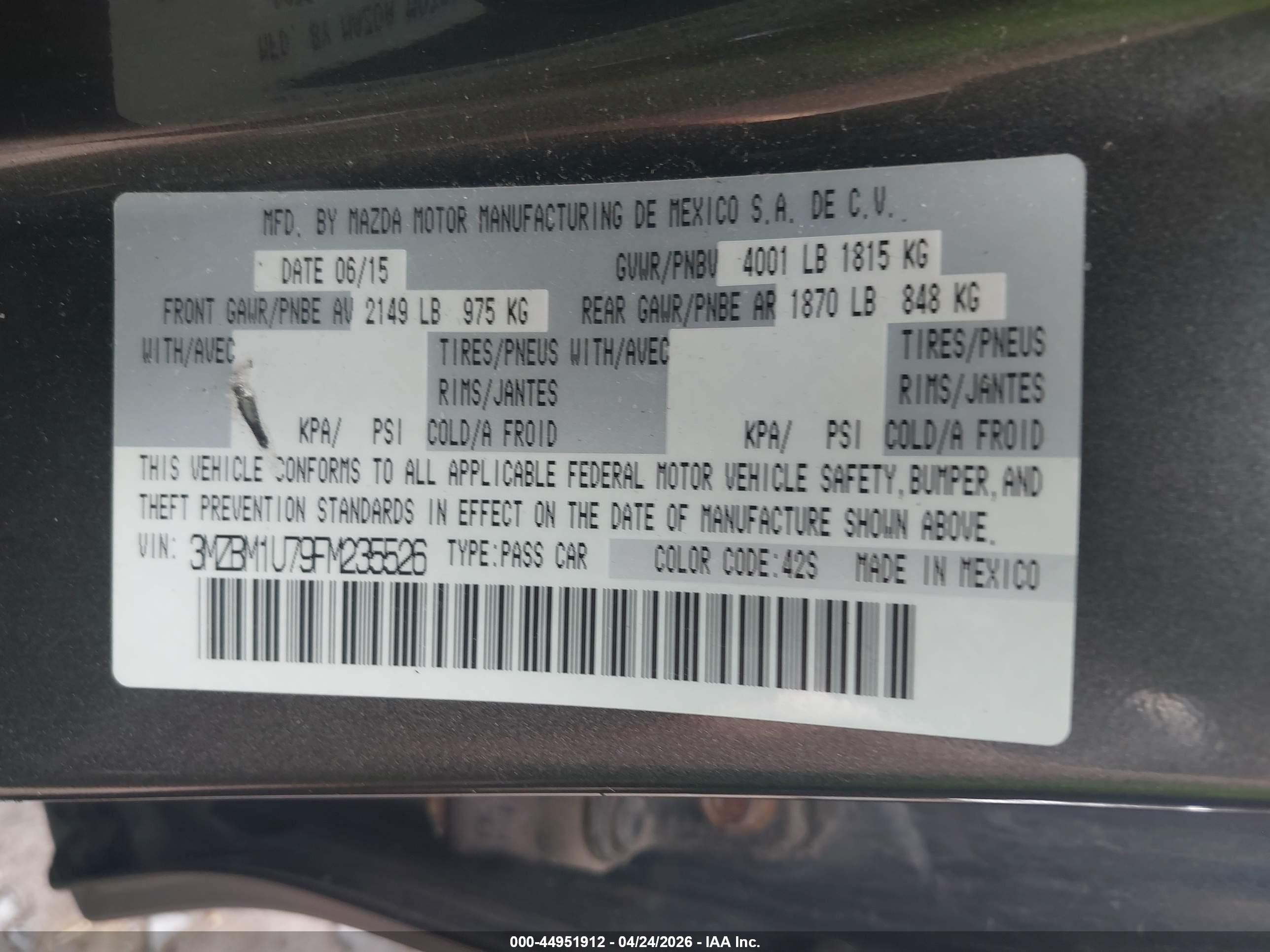 2015 Mazda Mazda3 I Sport Gray vin: 3MZBM1U79FM235526