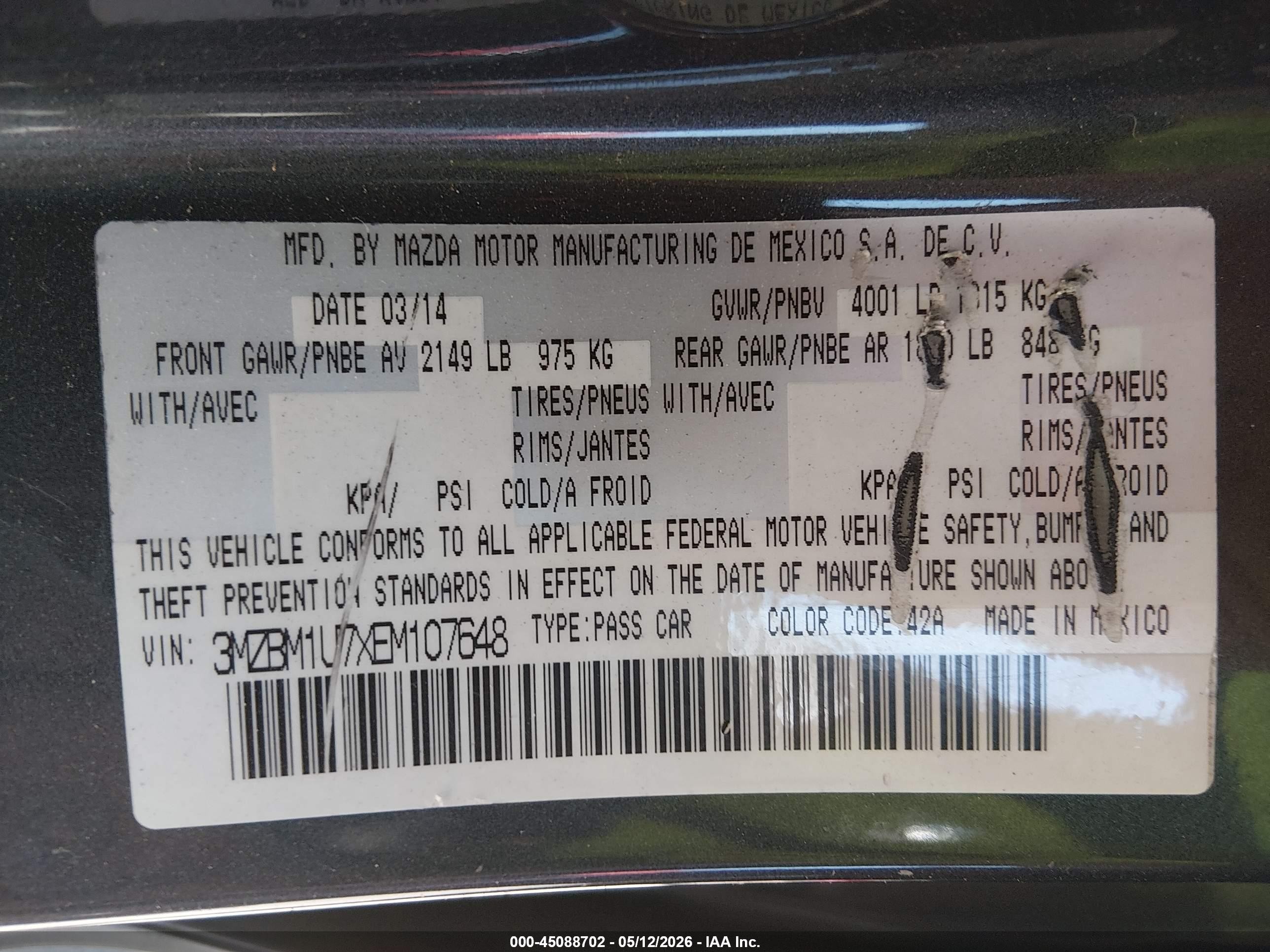 2014 Mazda Mazda3 I Sport Gray vin: 3MZBM1U7XEM107648