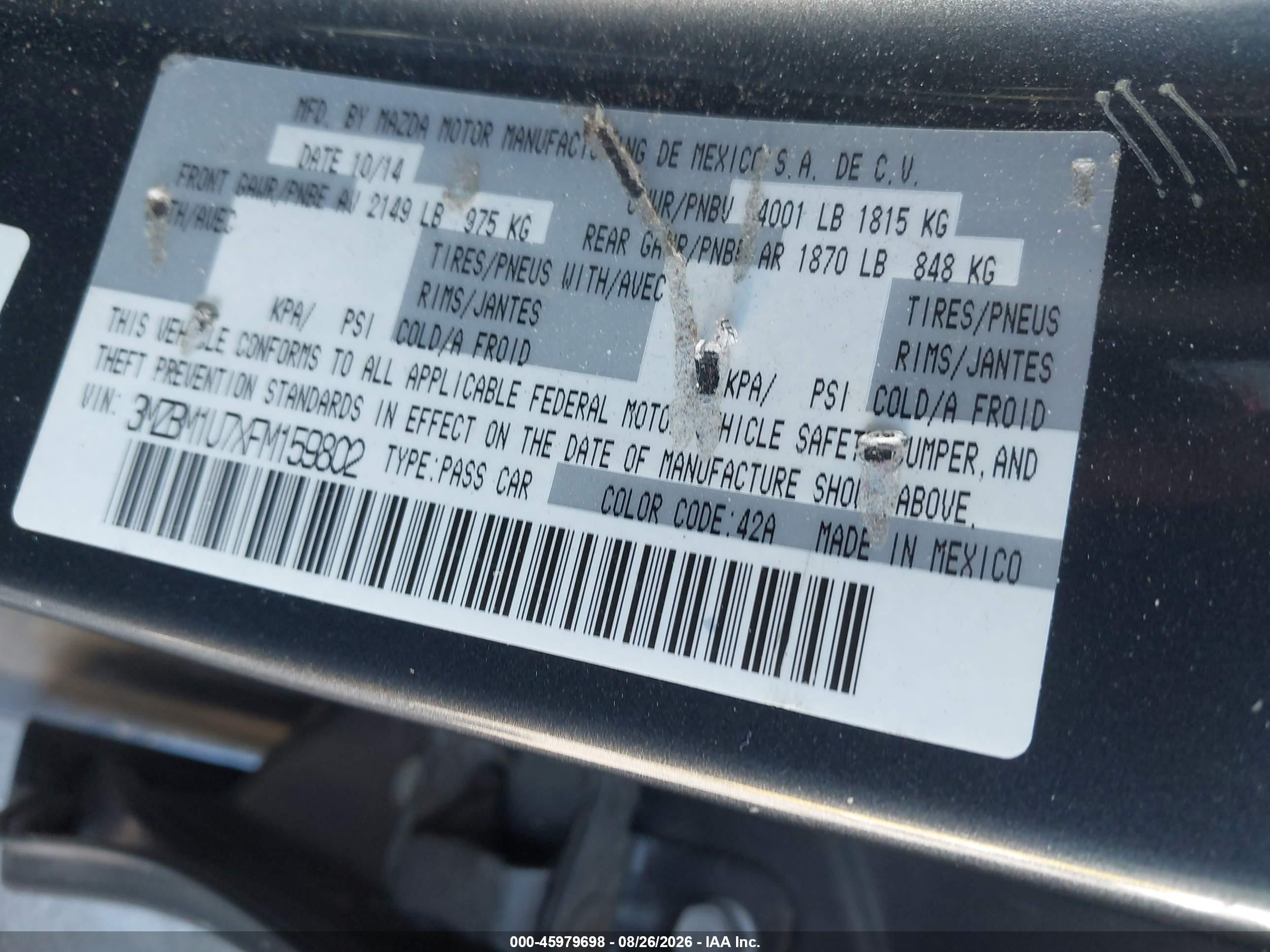 2015 Mazda Mazda3 I Sport Серый vin: 3MZBM1U7XFM159802