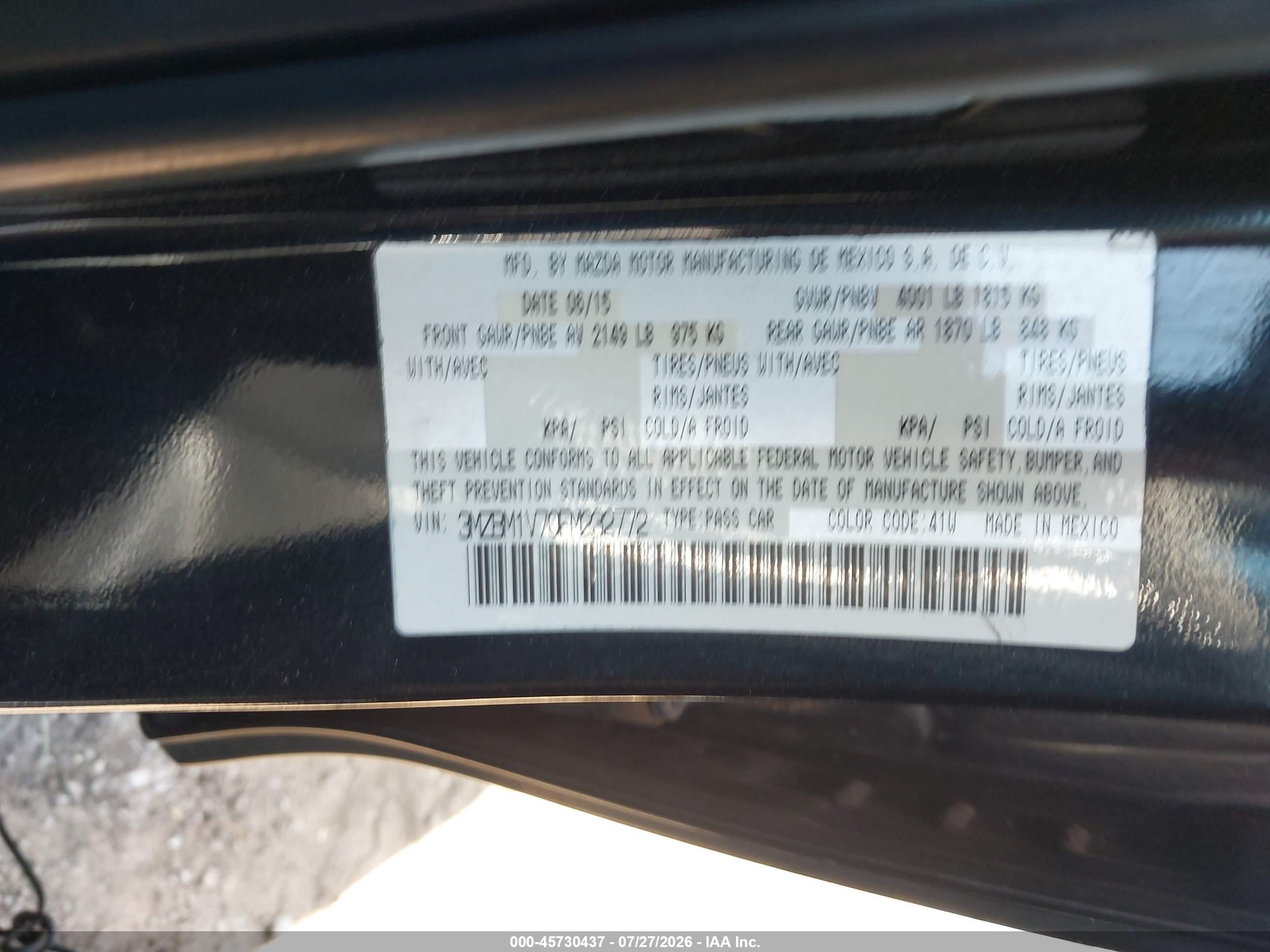 2015 Mazda Mazda3 I Touring Black vin: 3MZBM1V70FM232772