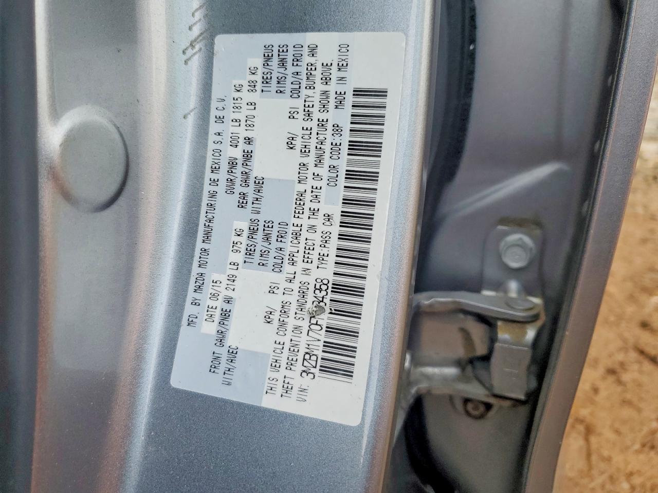 2015 Mazda 3 Touring Silver vin: 3MZBM1V70FM234358