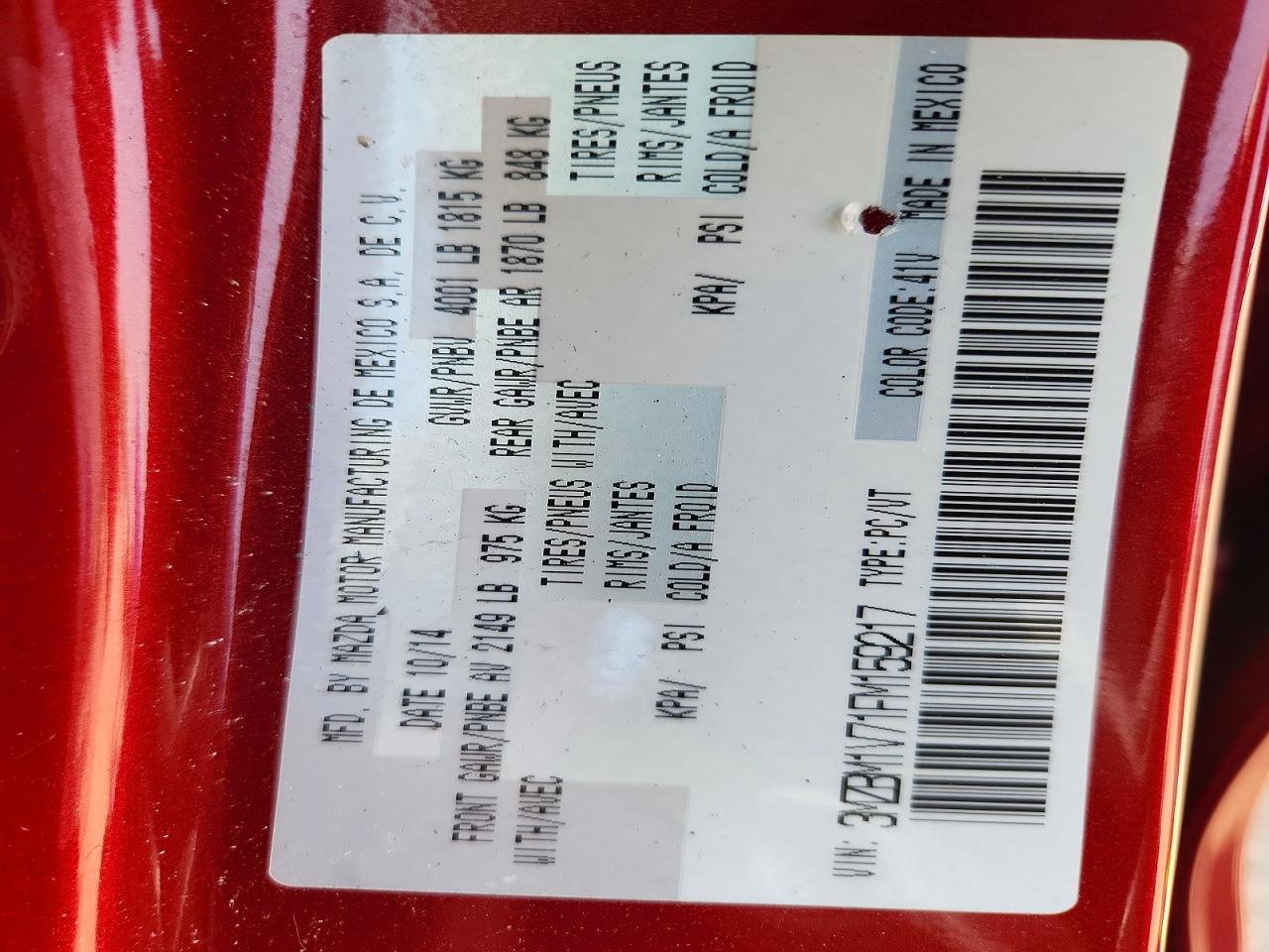 2015 Mazda 3 Red vin: 3MZBM1V71FM159217