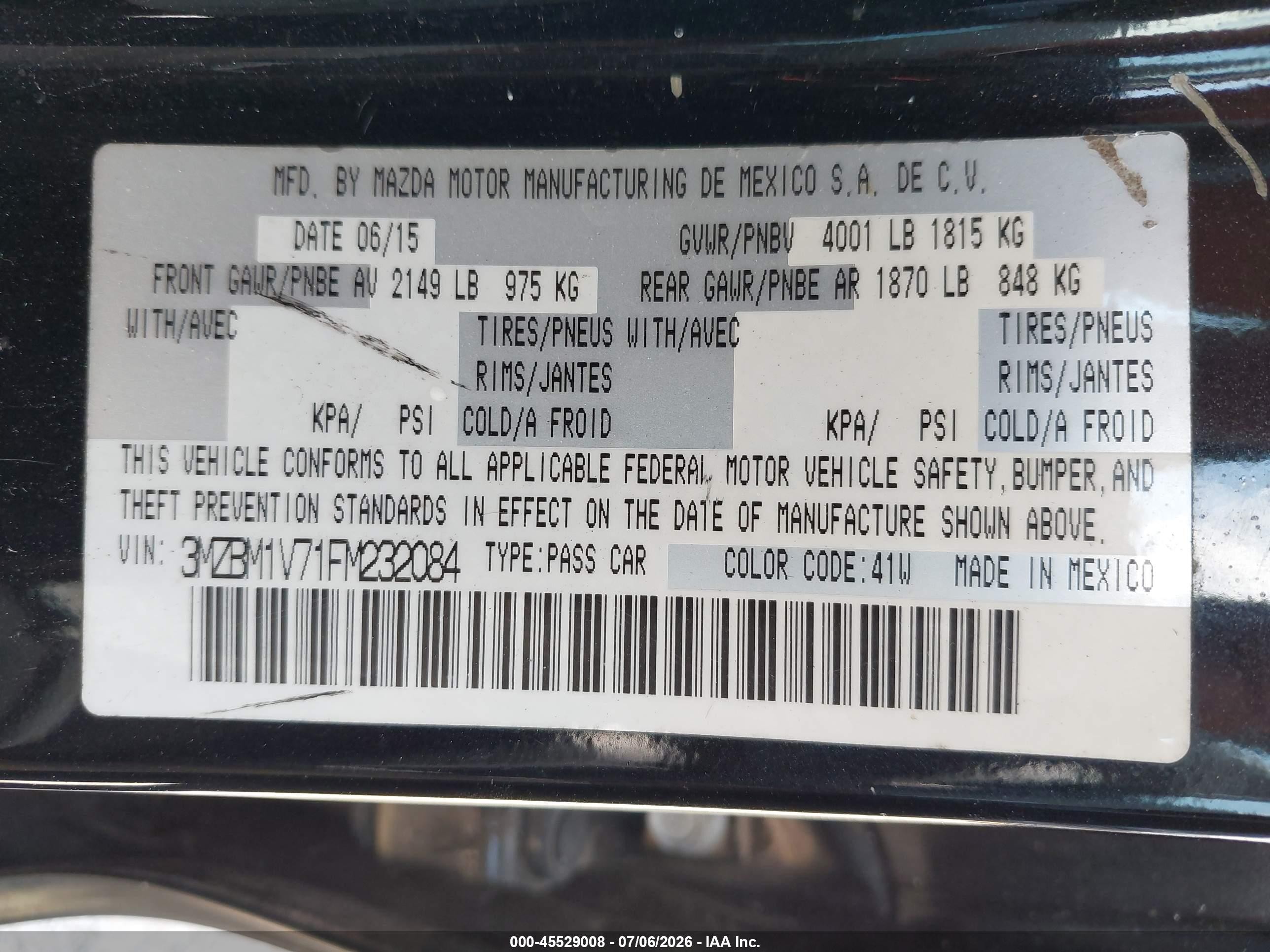 2015 Mazda Mazda3 I Touring Черный vin: 3MZBM1V71FM232084