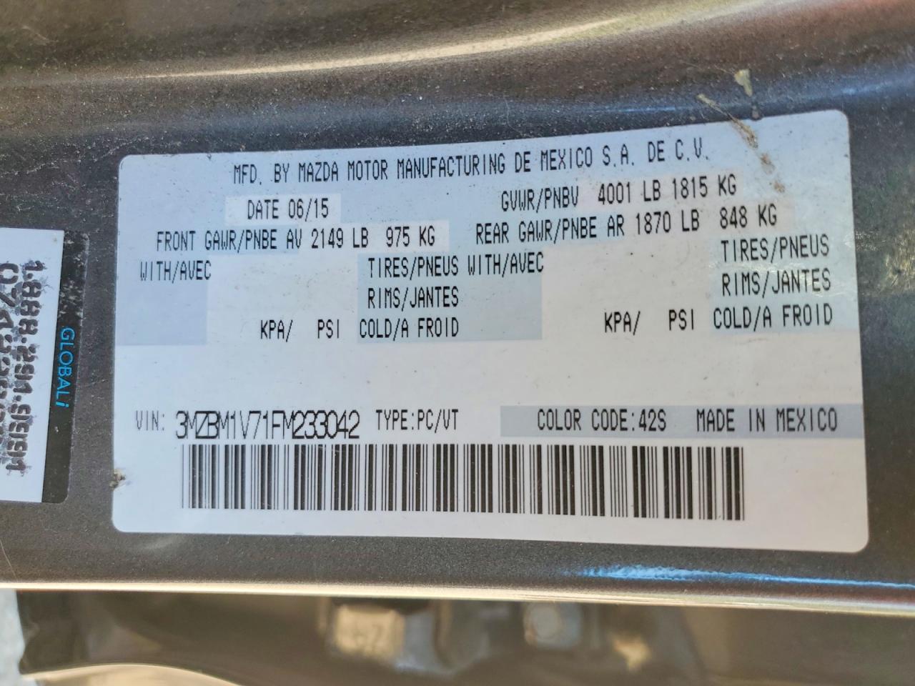 2015 Mazda 3 Touring Серый vin: 3MZBM1V71FM233042