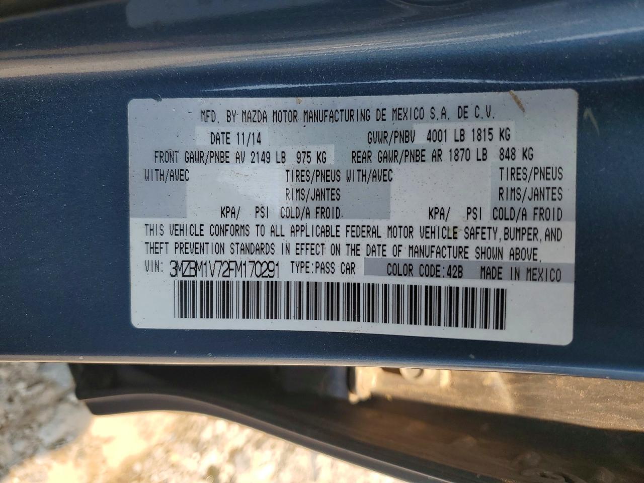 2015 Mazda 3 Touring Синий vin: 3MZBM1V72FM170291