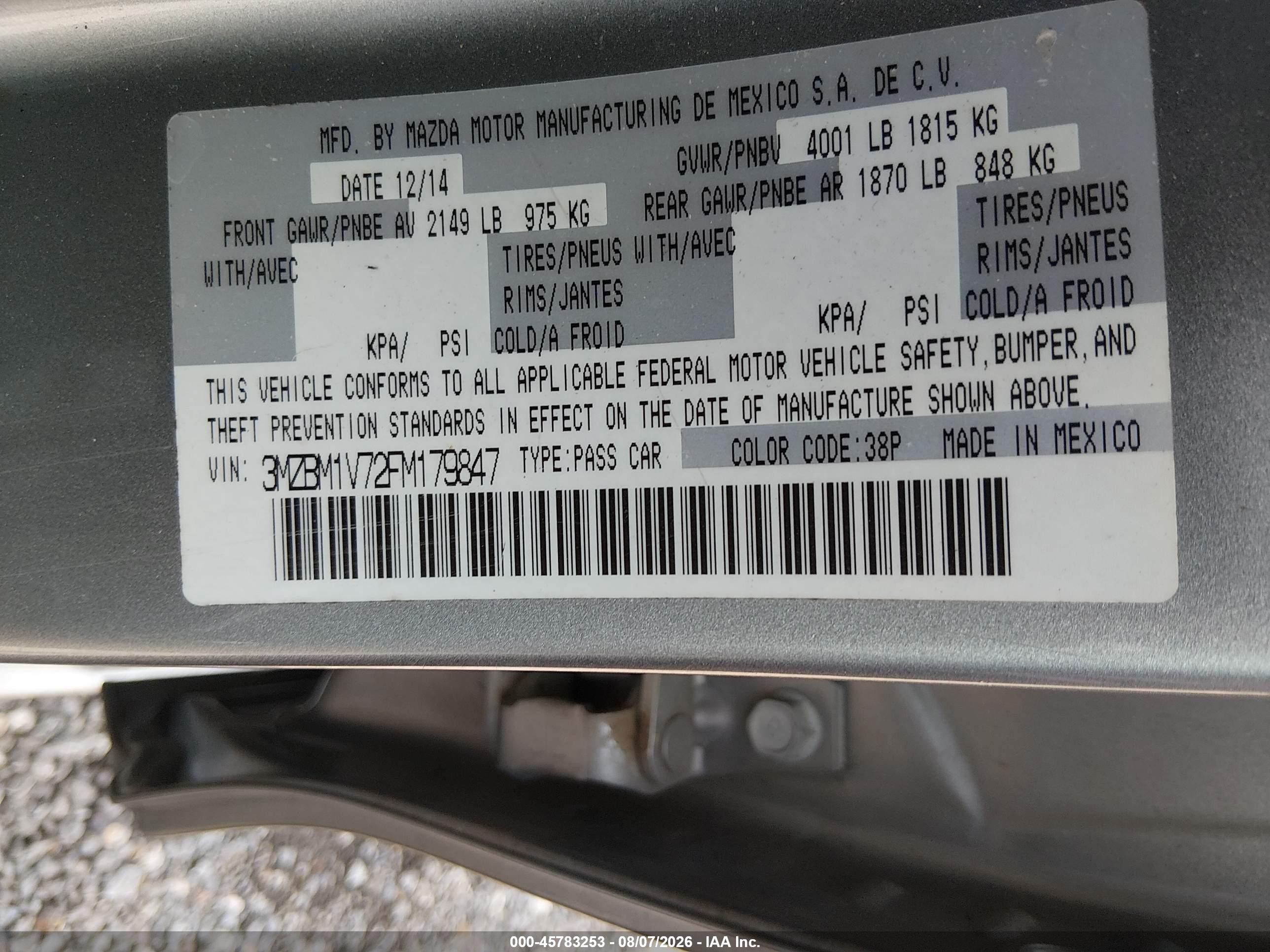 2015 Mazda Mazda3 I Touring Silver vin: 3MZBM1V72FM179847