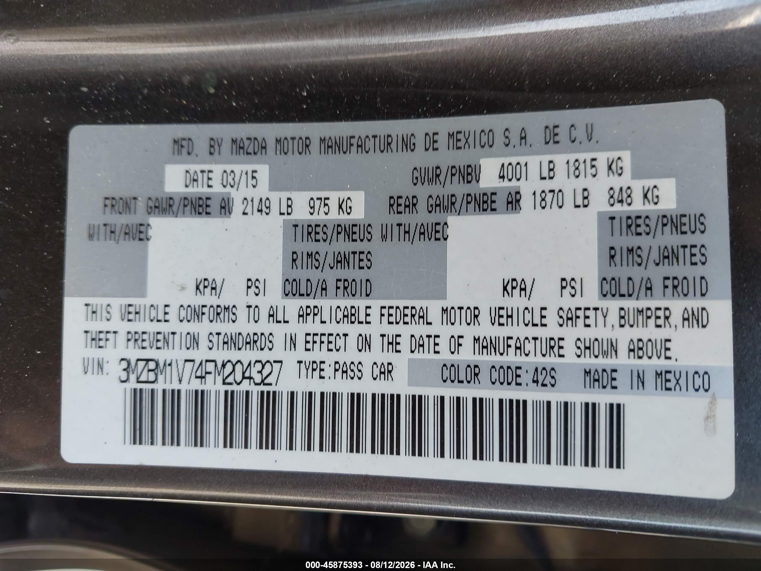 2015 Mazda Mazda3 I Touring Dark Brown vin: 3MZBM1V74FM204327