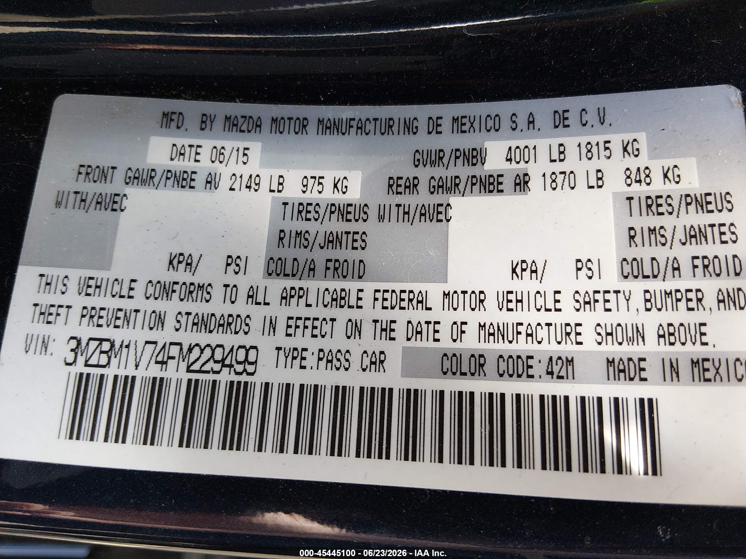 2015 Mazda Mazda3 I Touring Blue vin: 3MZBM1V74FM229499