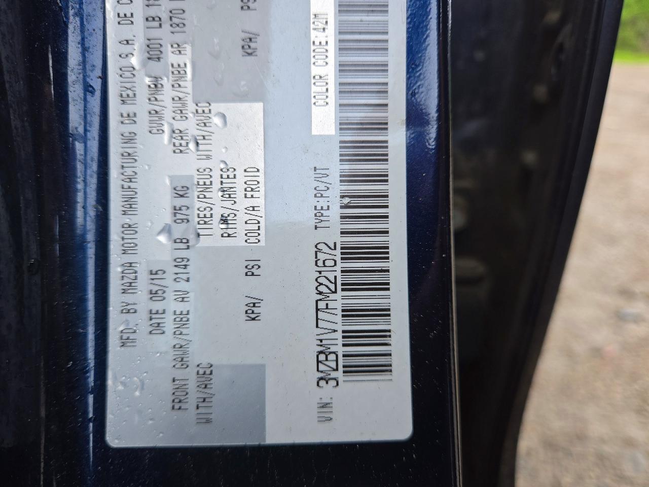 2015 Mazda 3 Touring Blue vin: 3MZBM1V77FM221672