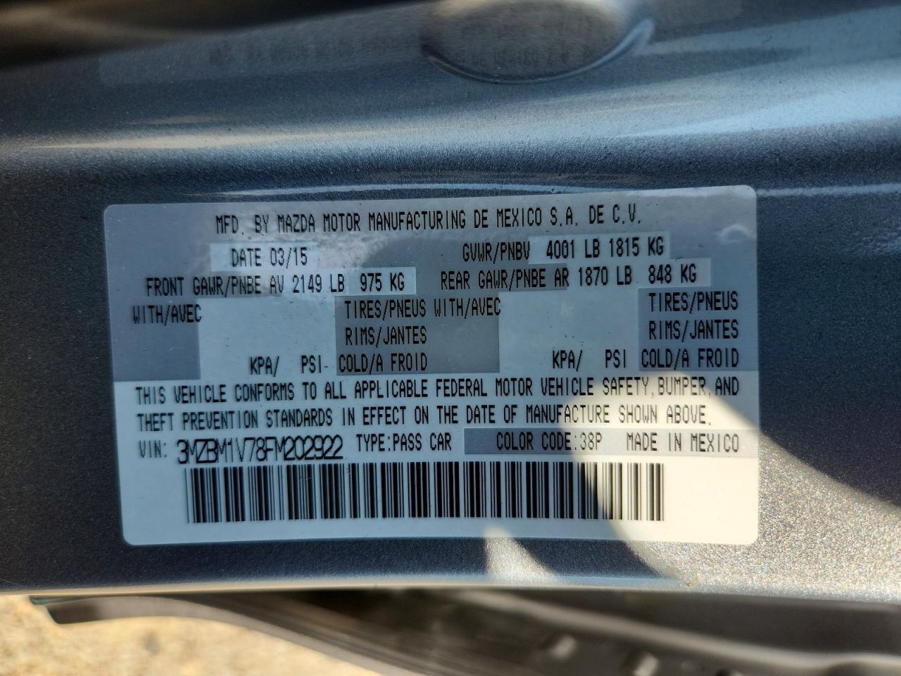 2015 Mazda 3 Touring Silver vin: 3MZBM1V78FM202922