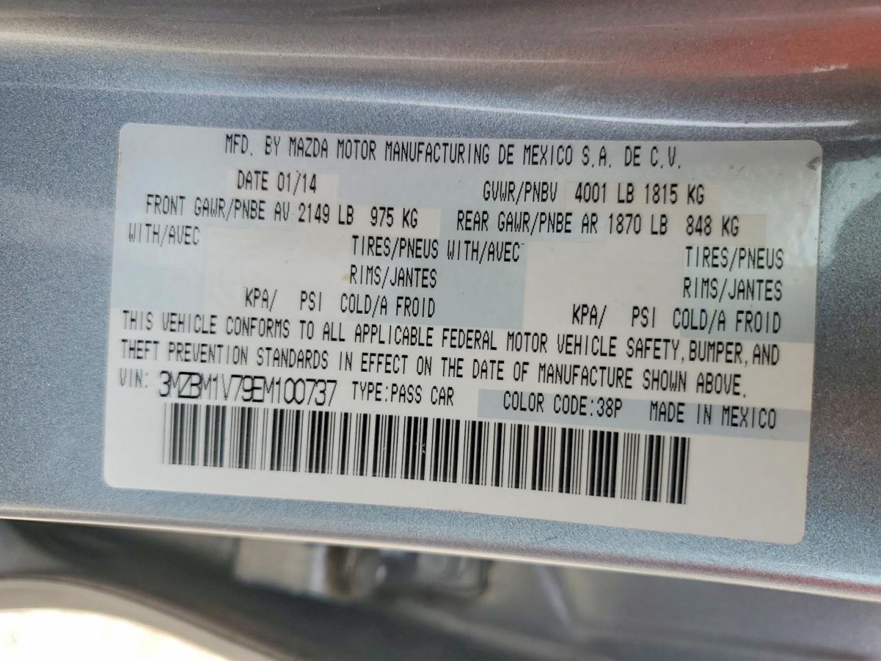 2014 Mazda 3 Touring Silver vin: 3MZBM1V79EM100737