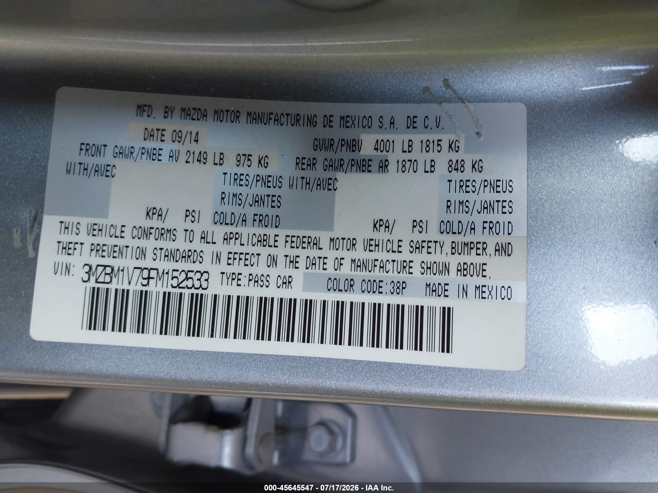 2015 Mazda Mazda3 I Touring Серебряный vin: 3MZBM1V79FM152533