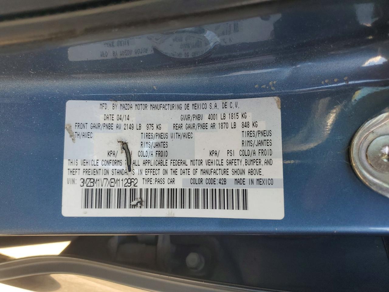 2014 Mazda 3 Touring Blue vin: 3MZBM1V7XEM112962