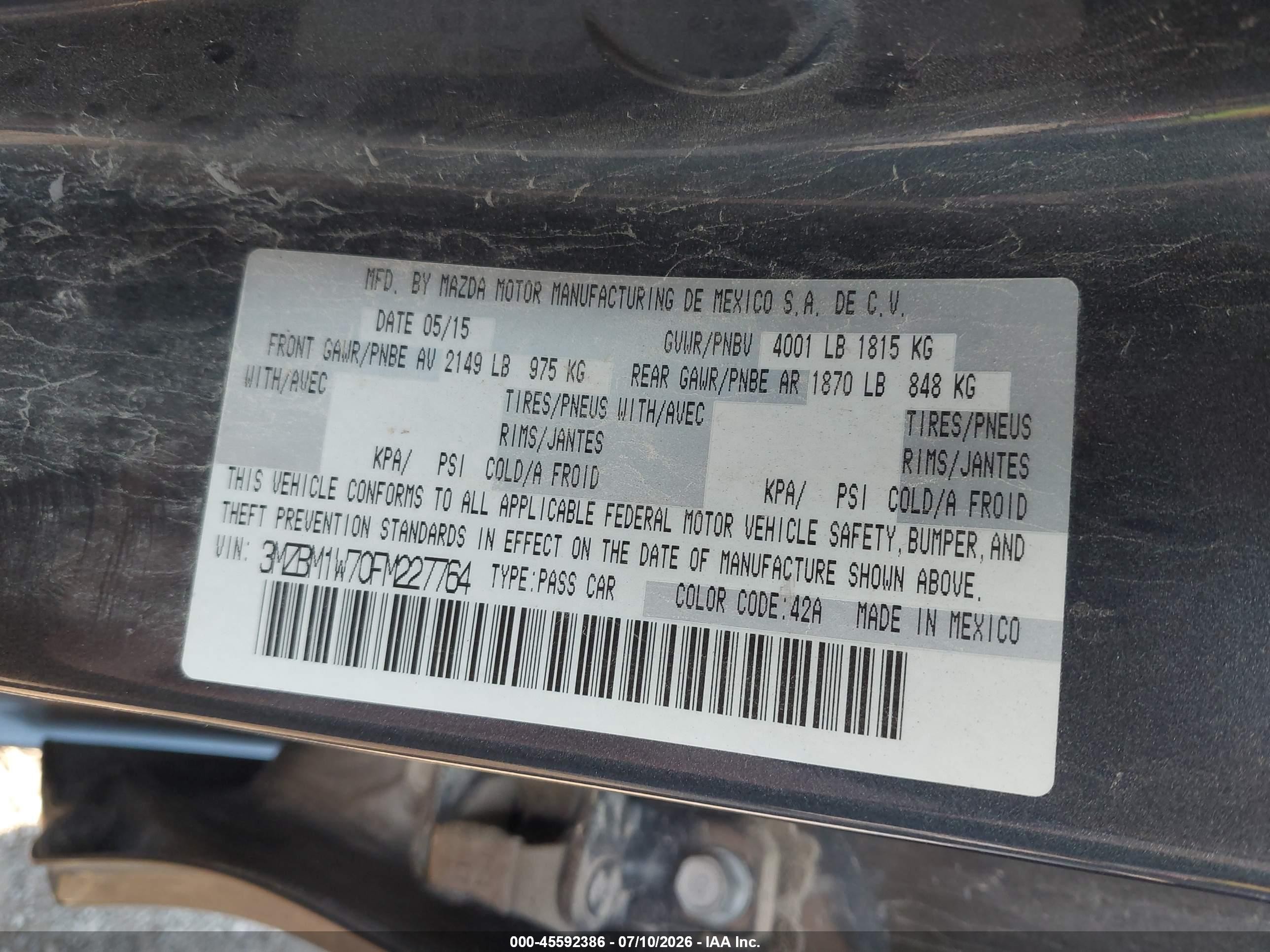 2015 Mazda Mazda3 I Grand Touring Gray vin: 3MZBM1W70FM227764