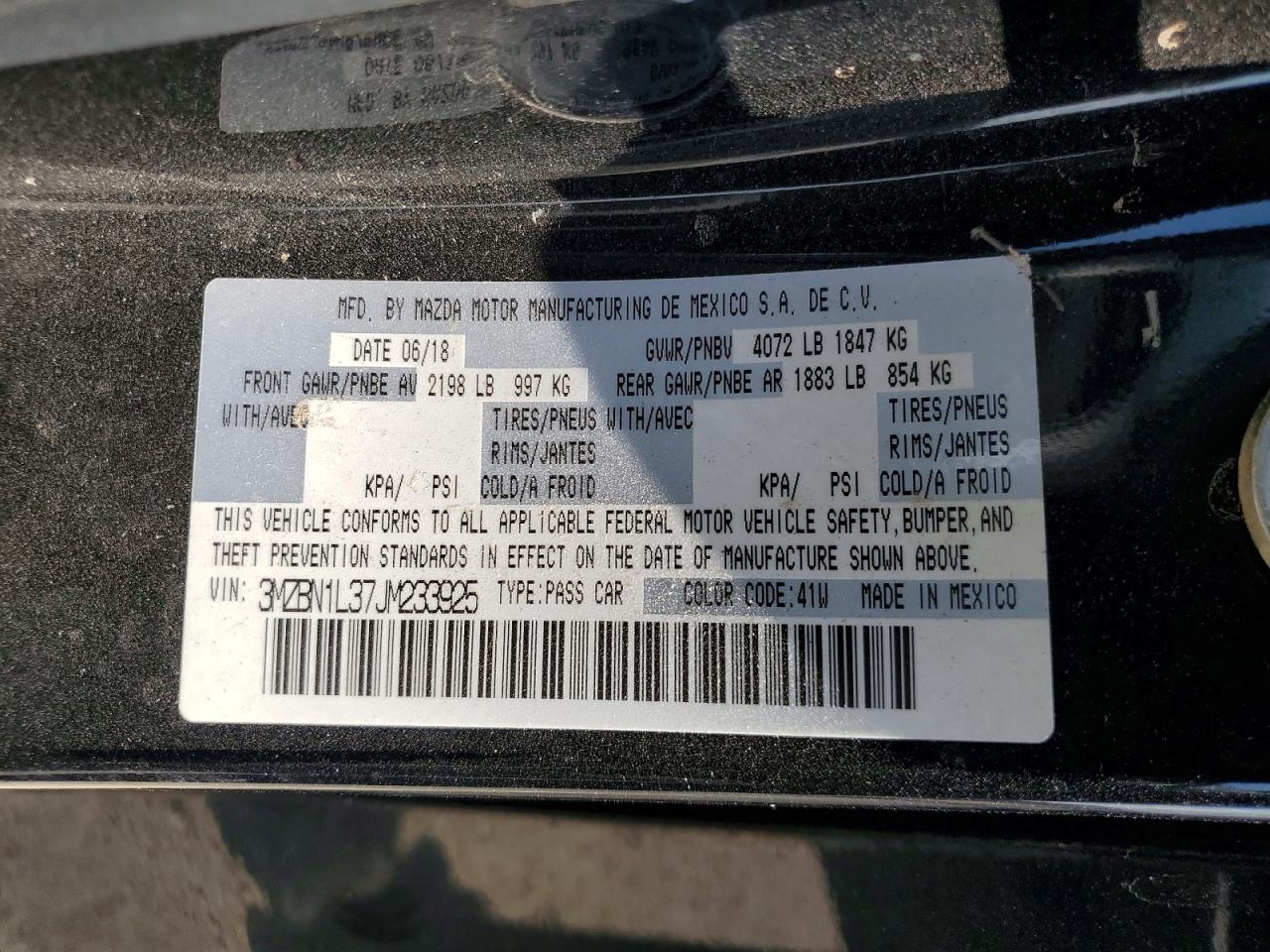 2018 Mazda 3 Touring Charcoal vin: 3MZBN1L37JM233925