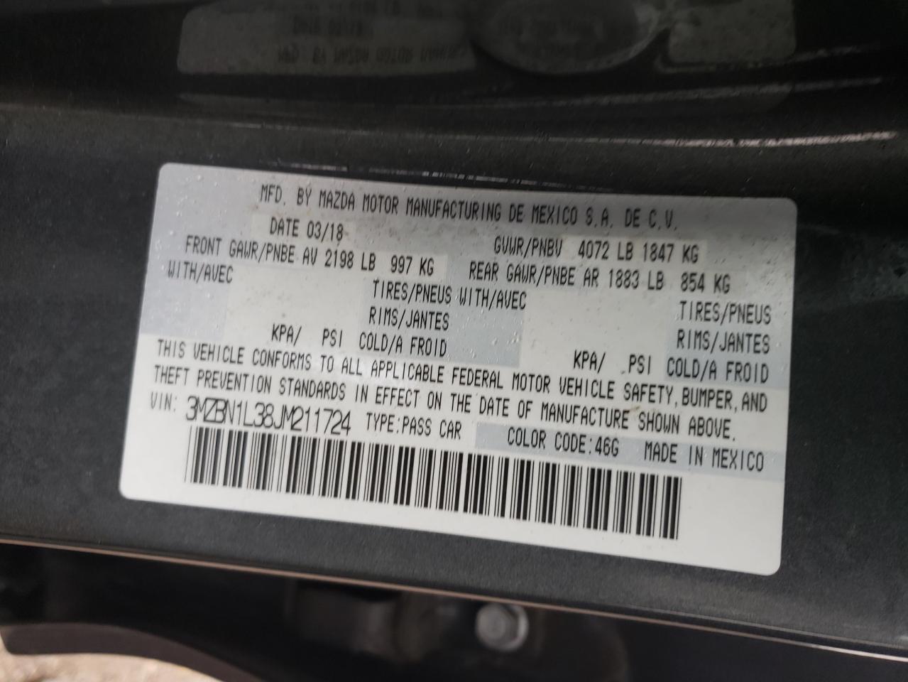 2018 Mazda 3 Touring Gray vin: 3MZBN1L38JM211724