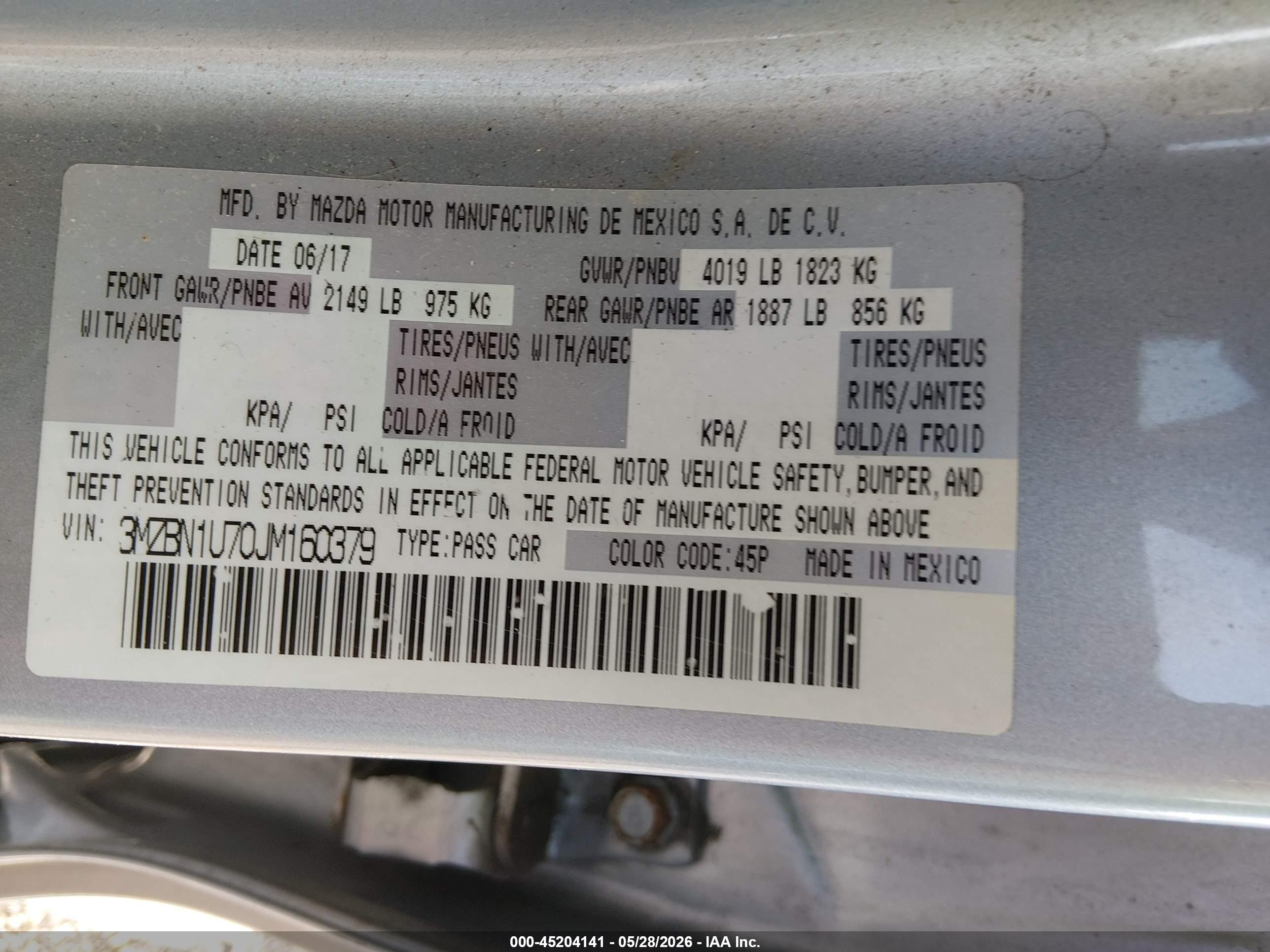 2018 Mazda Mazda3 Sport Серебряный vin: 3MZBN1U70JM160379