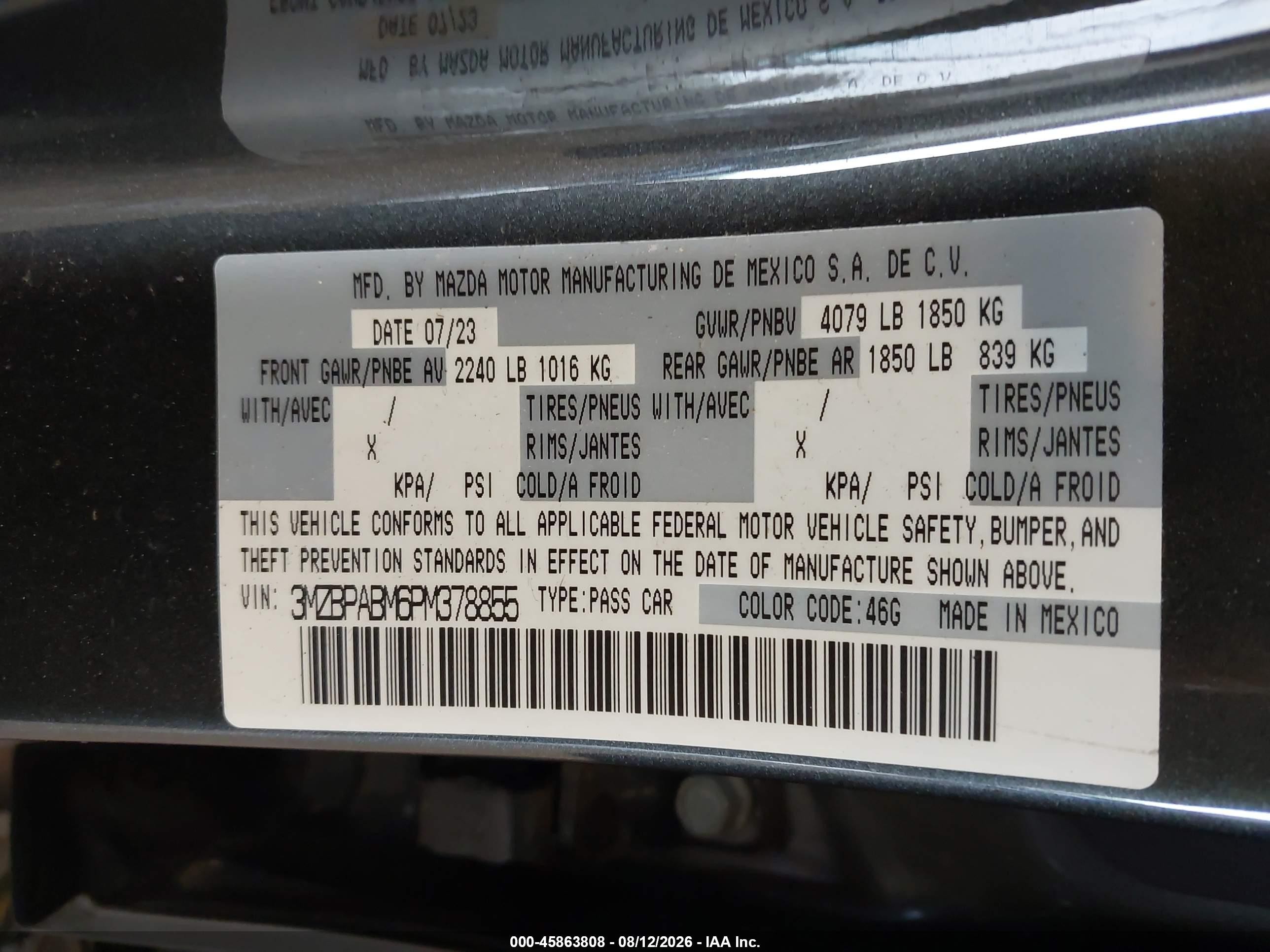2023 Mazda Mazda3 2.5 S Select Gray vin: 3MZBPABM6PM378855
