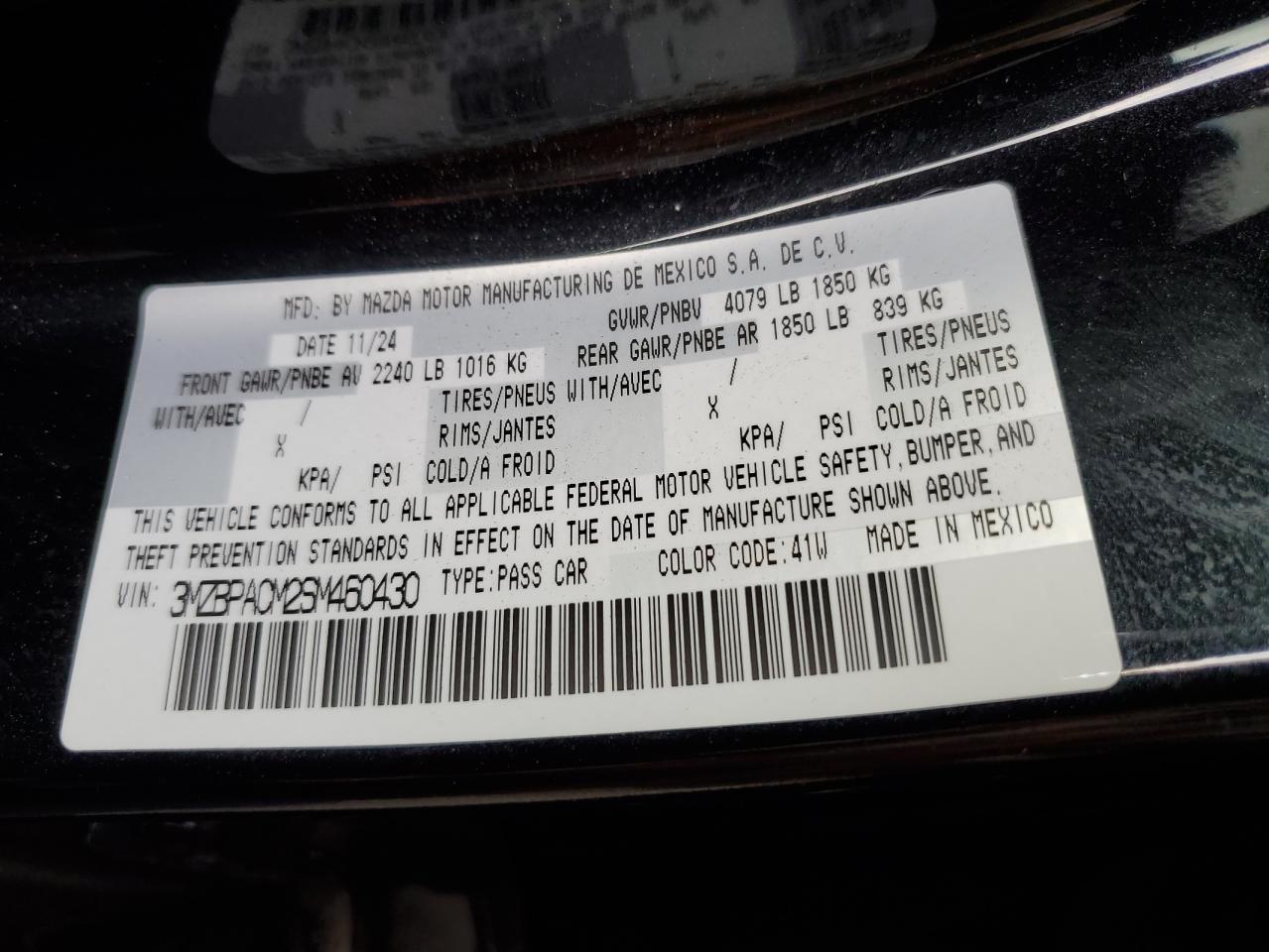 2025 Mazda 3 Preferred Black vin: 3MZBPACM2SM460430