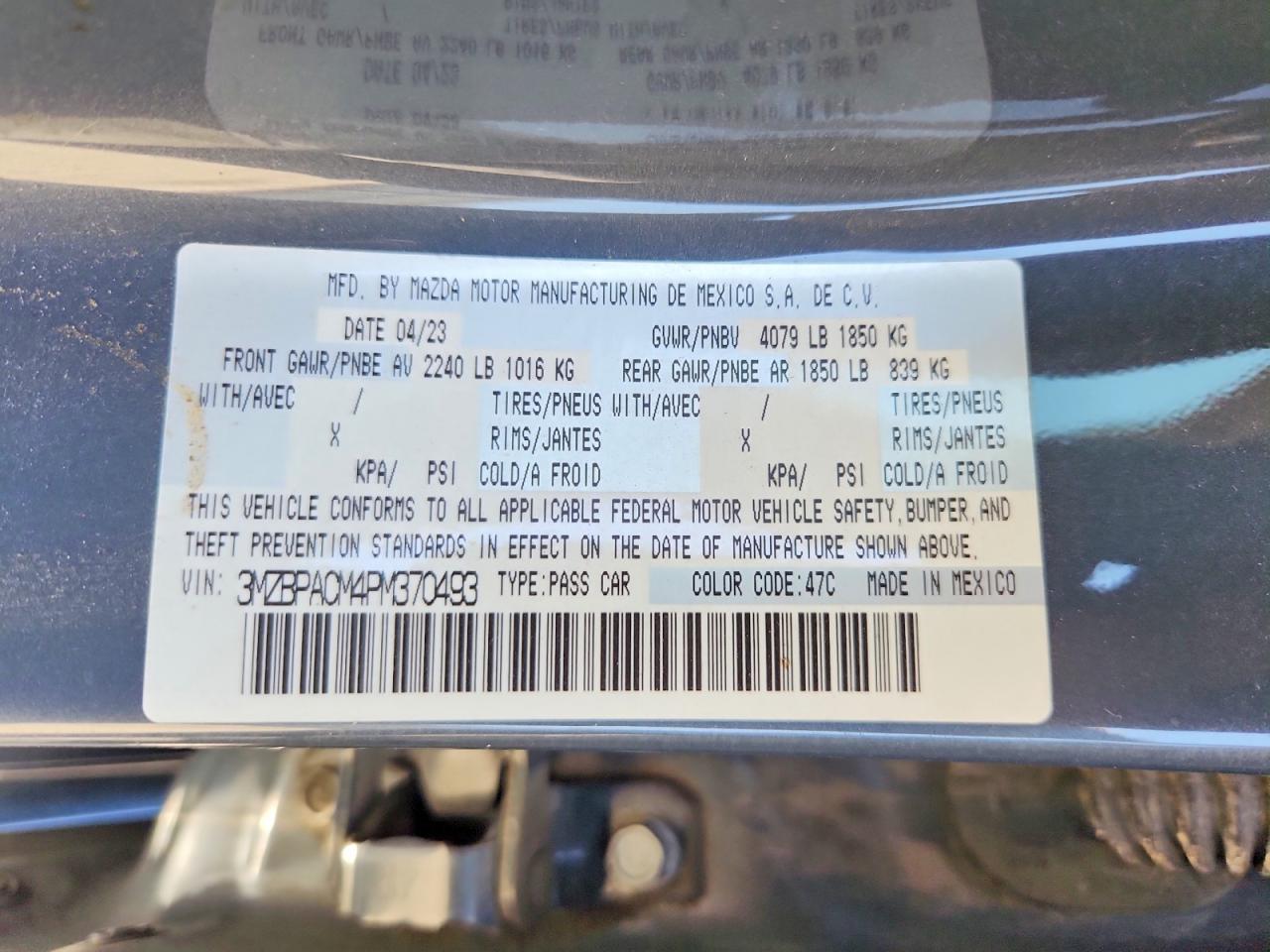 2023 Mazda 3 Preferred Blue vin: 3MZBPACM4PM370493